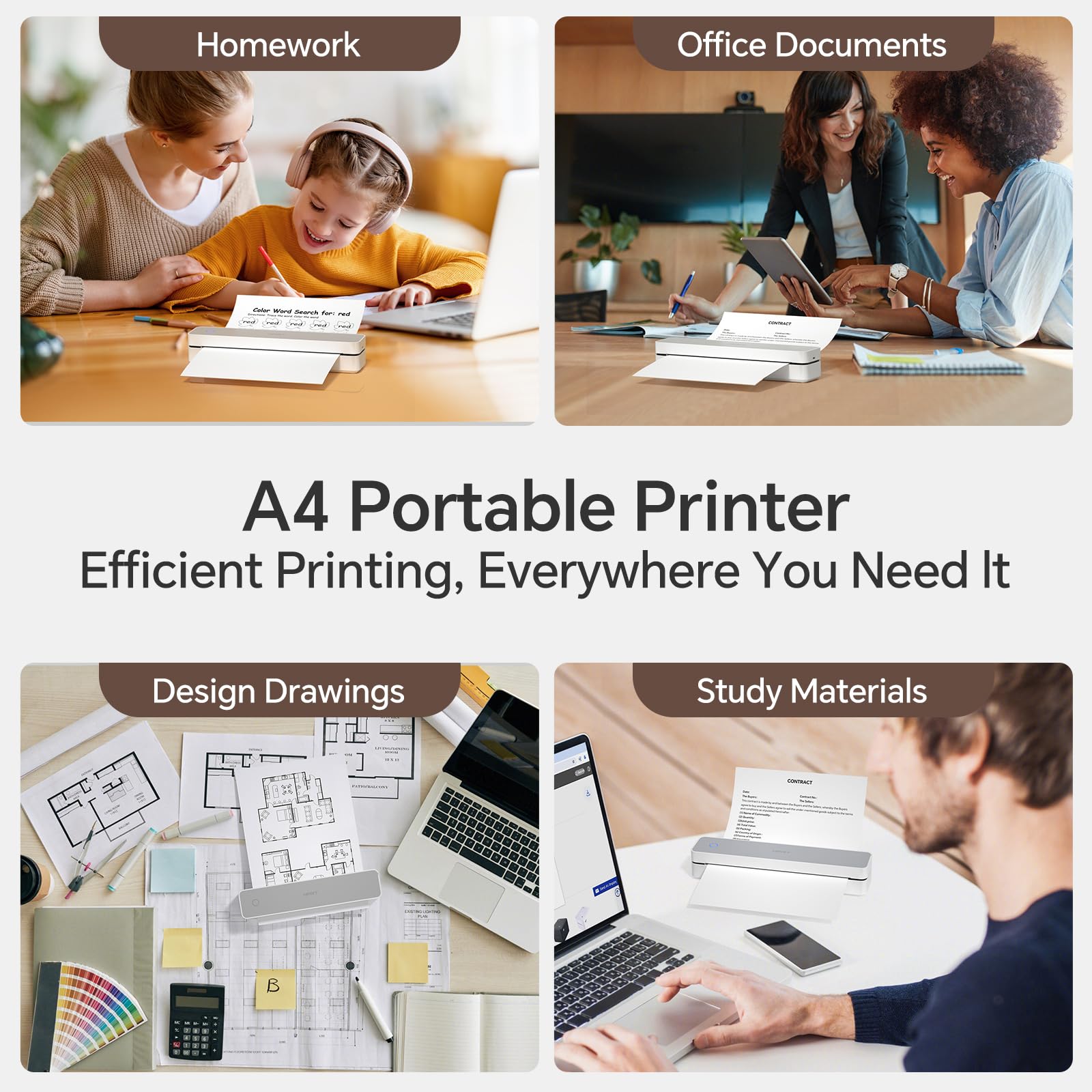 HPRT MT610 Pro Wireless Portable Thermal Printer - Compact & Lightweight for Travel, Office & Home Use | Compatible with 200 Sheets US Letter Size Thermal Paper | Ideal for Receipts, Labels & On-the-Go Printing