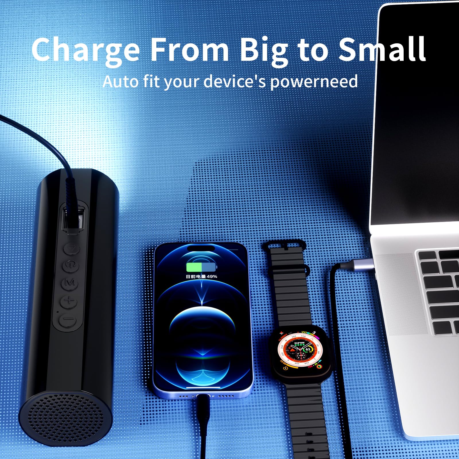 12W HD Sound Bluetooth Speaker with Bass, LED Flashlight, 48H Playtime, Portable Power Bank - Perfect for Office, Home, Outdoor, Travel, and Party Use (Black)