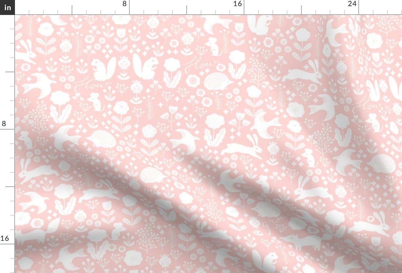 Woodland Spring Nursery Pink Pastel Cute Animals Rabbit Bird Printed Velvet Upholstery Fabric by The Yard - Soft Home Decor & Apparel Material for Baby Clothes, Curtains, Pillows | Spoonflower Premium Fabric
