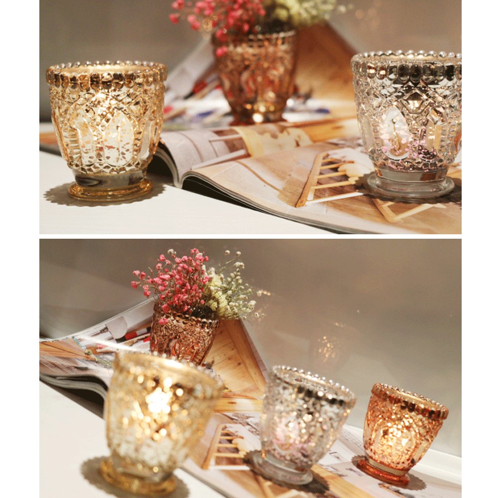 1pc Romantic Mercury Glass Candle Holder - Elegant Votive & Tealight Holder for Home Decor, Wedding, Party, Celebration (Silver) | Perfect for Table Centerpieces, Romantic Dinners & Holiday Decorations