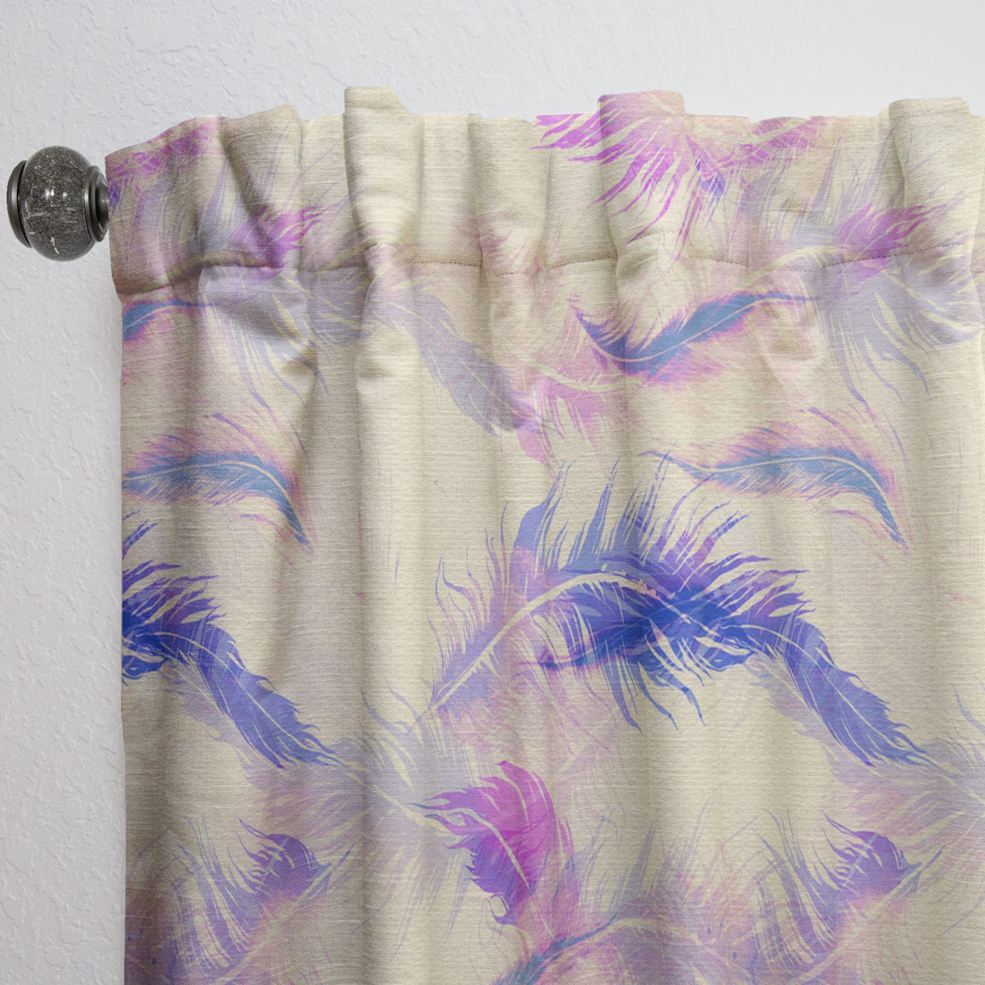 DesignQ Thermal Insulated Blackout Curtains - 'Flying Bird Feathers' Print Window Drapes for Bedroom & Living Room (52x120 Inches, Single Panel) - Perfect for Privacy, Light Blocking & Temperature Control