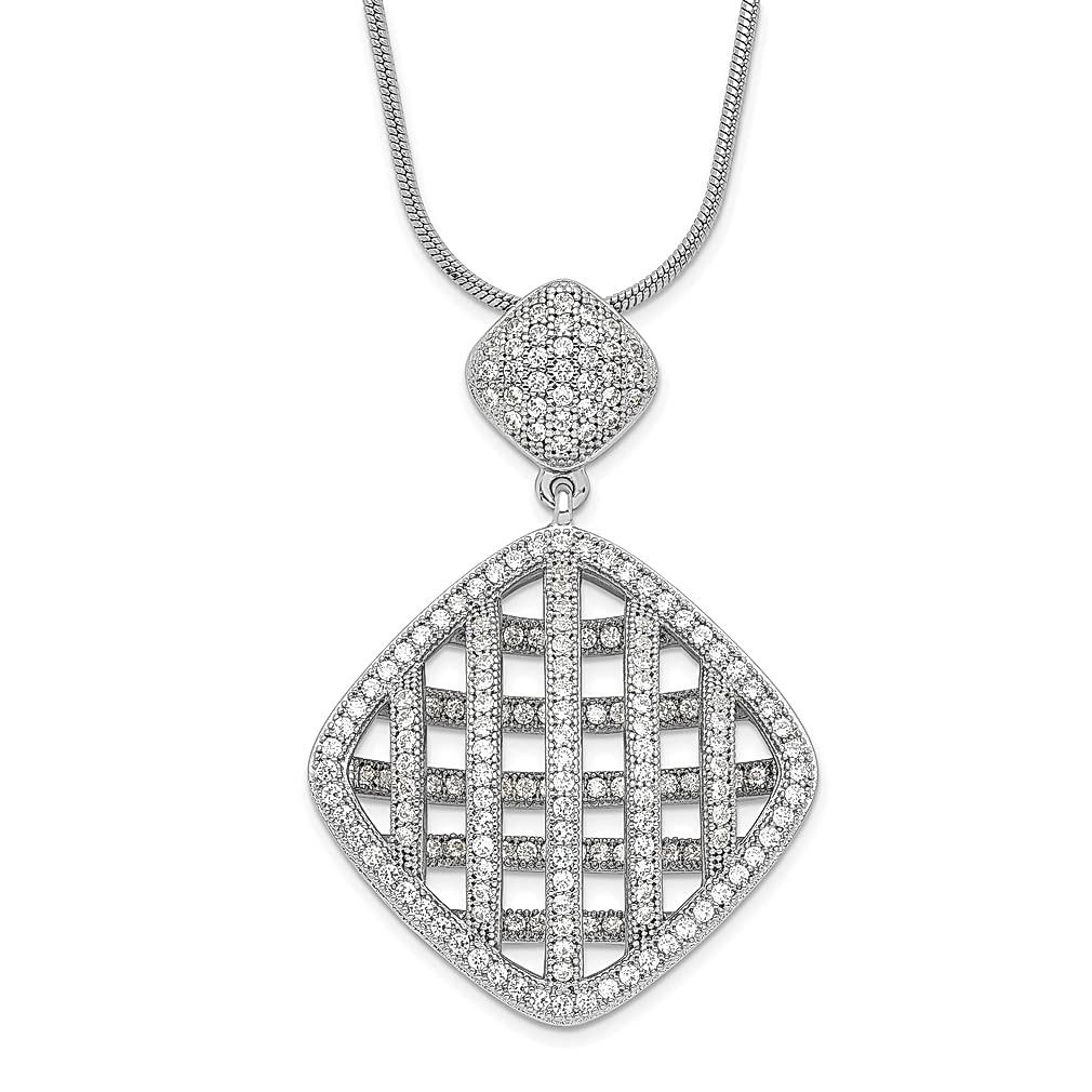 925 Sterling Silver Cubic Zirconia CZ Chain Necklace with Pendant - Elegant Fine Jewelry for Women | Perfect Gift for Her, Birthday, Anniversary & Special Occasions