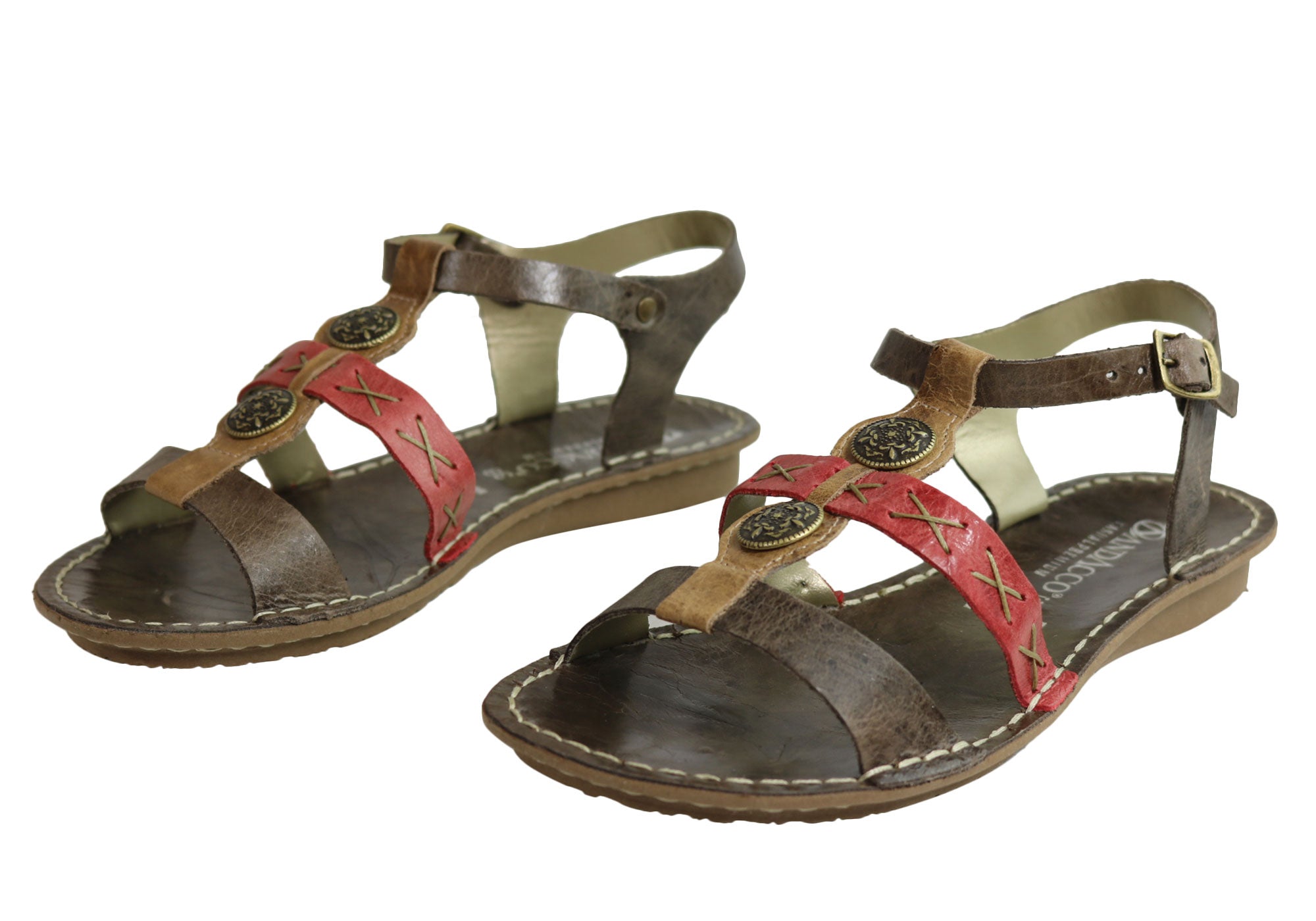Andacco Madisson Women's Comfort Flat Leather Sandals - Handmade in Brazil - Perfect for Summer, Beach & Casual Outings