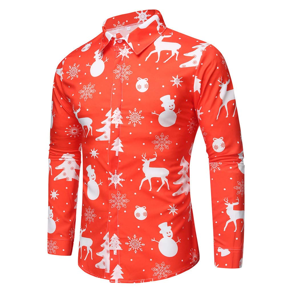 Funny Ugly Christmas Reindeer Button Down Shirt for Men - Festive Holiday Dress Shirt, Pullover & Sweater Top | Perfect for Xmas Parties, Family Gatherings & Office Holiday Events