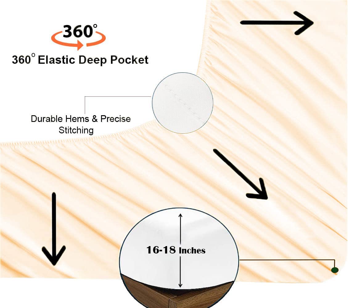 Luxury 4-Piece Full Size Sheet Set - 100% Egyptian Cotton, Soft & Breathable Bed Sheets - Hotel Quality with 16-18 Inch Deep Pocket Fitted Sheet, Flat Sheet & 2 Pillowcases - Blush Pink - Perfect for Master Bedroom, Guest Room & Airbnb Stays