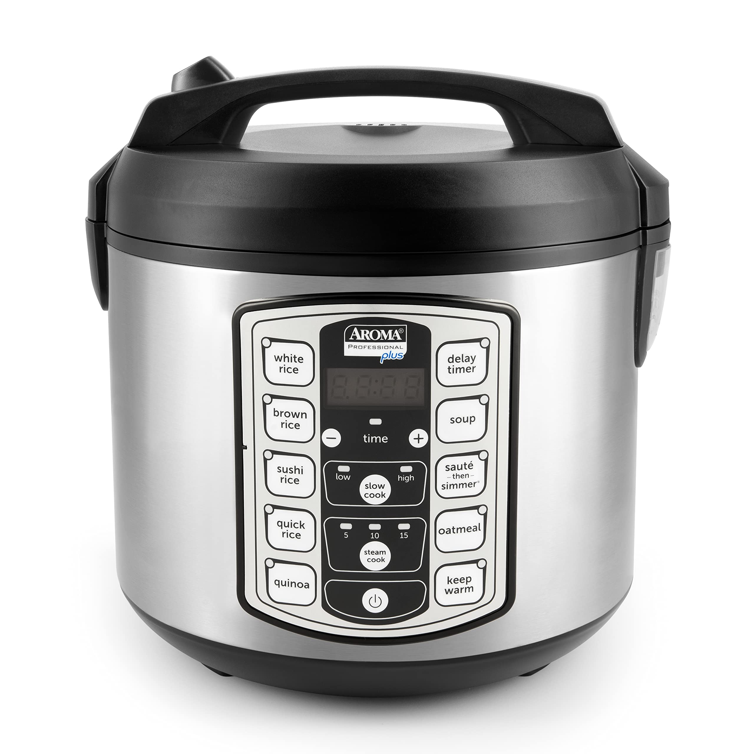 Aroma Housewares ARC-5000SB 20-Cup Digital Rice Cooker & Food Steamer with Stainless Steel Exterior - Slow Cooker with Nonstick Pot (Silver/Black) - Perfect for Family Dinners, Meal Prep & Large Gatherings