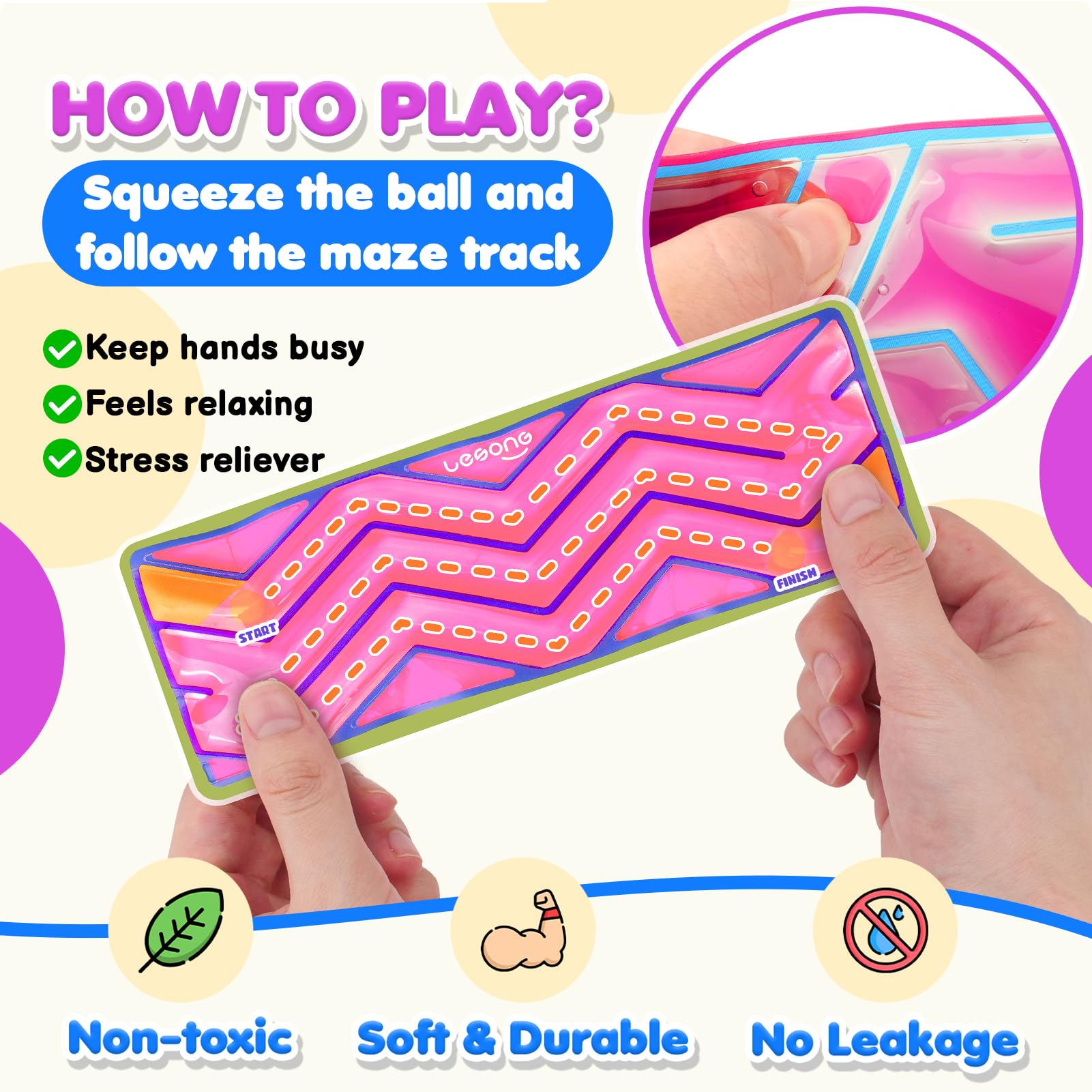 Sensory Fidget Toys for Autism & ADHD - 6 Pack Squishy Maze Stress Relief Toys with Goo Filling - Quiet Classroom Sensory Tools for Kids & Special Needs - Perfect for Easter Baskets, Calming Corners & Anxiety Relief