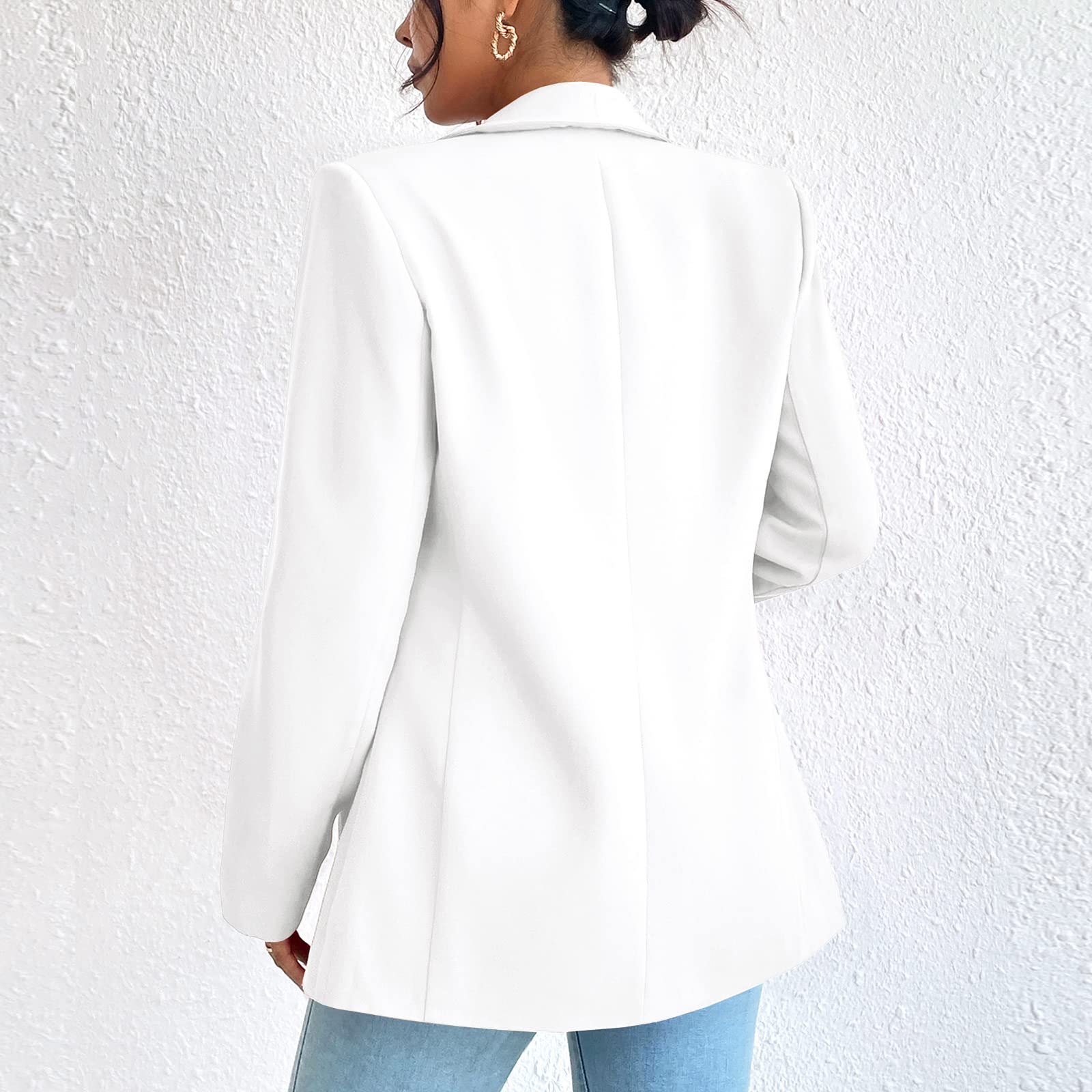 Women's Slim Blazer Jacket - Long Sleeve Open Front Shawl Collar for Work & Office Wear