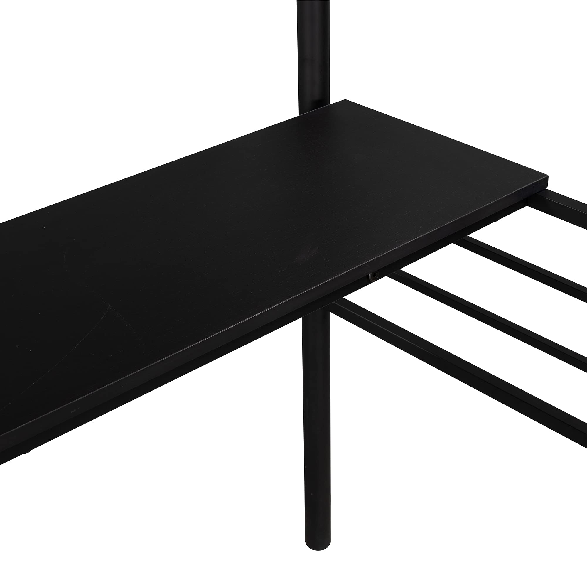 Quarte Twin Size Metal Loft Bed Frame with Built-in Desk & Ladder - Full-Length Guardrail, Space-Saving Design, No Box Spring Needed - Black | Perfect for Small Bedrooms, Dorm Rooms & Home Offices