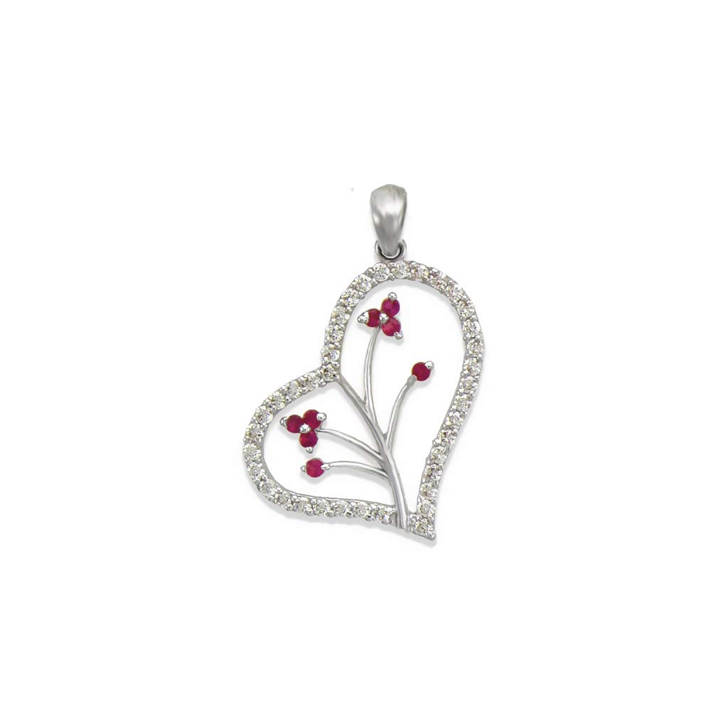 14K Yellow & White Gold Heart with Flower Pendant Necklace - Elegant Luxury Jewelry Gift for Women, Anniversary, Valentine's Day & Special Occasions