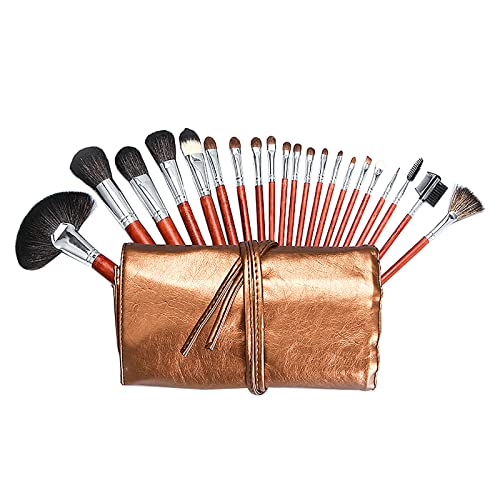 21 Pcs Professional Makeup Brush Set - Synthetic Kabuki Face Blush Lip Eyeshadow Eyeliner Foundation Powder Brushes with PU Leather Bag - Perfect for Makeup Artists, Beginners & Travel Beauty Essentials