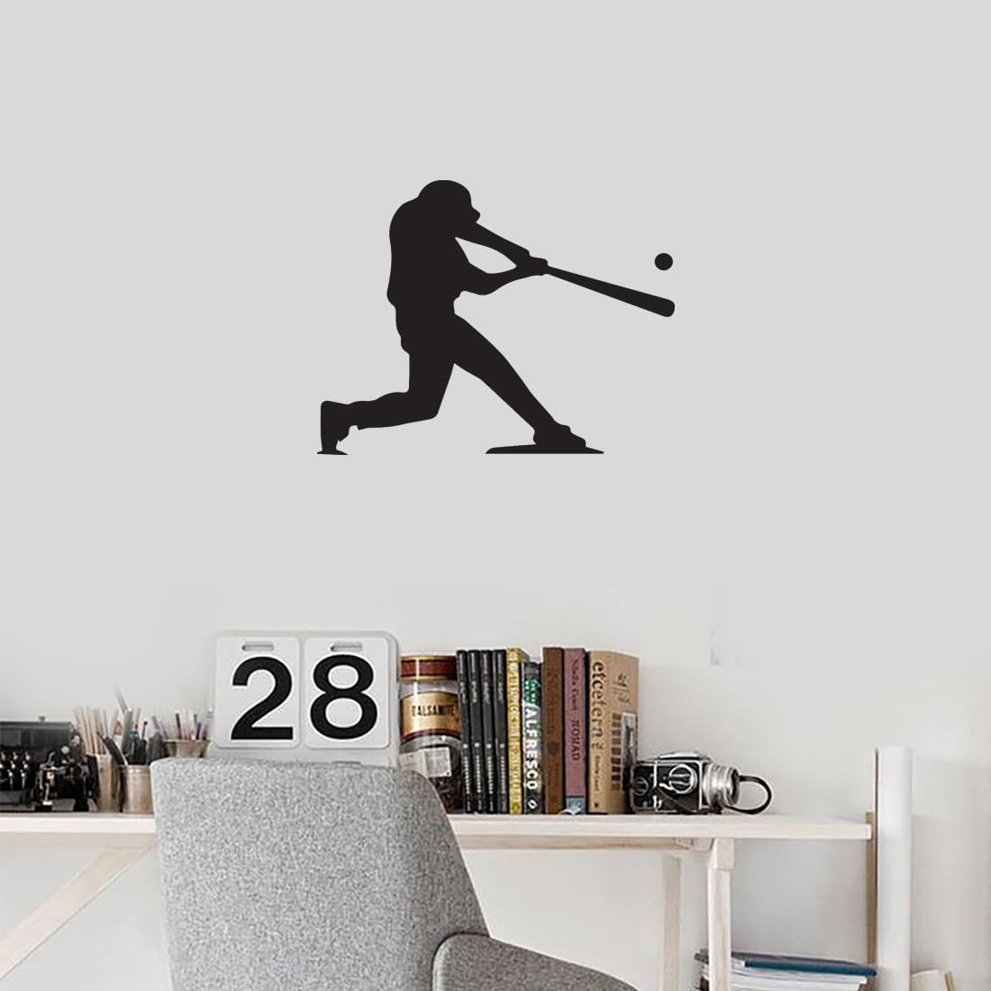 Premium Waterproof Vinyl Decal Stickers - Baseball Player At Bat (Black, Set of 2) for Laptop, Phone, Helmet, Car Window, Bumper, Mug, Cup, Door & Wall Decoration - Perfect for Sports Fans & Home Office Decor