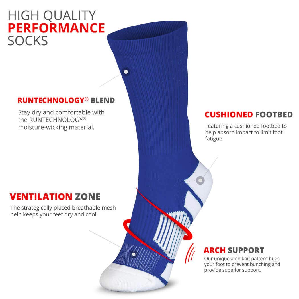 Custom Team Number Crew Socks for Youth & Adults - Athletic Sports Socks in Blue | Personalized with Your Choice of Number | Perfect for Basketball, Soccer & Team Sports