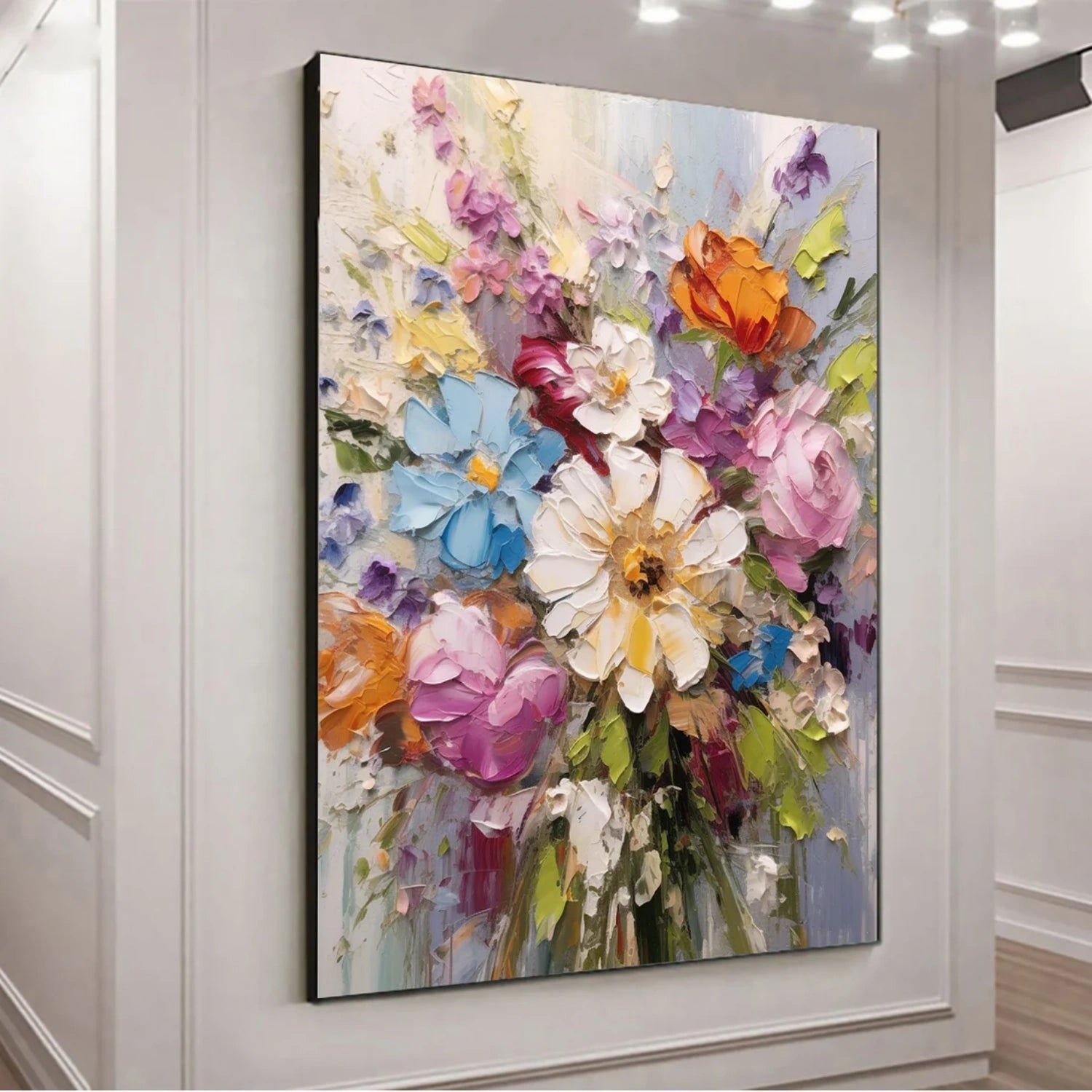 Floral and Tree Landscape Painting #FT185 - Handmade Canvas Art for Home Decor, Living Room, Bedroom & Office Wall