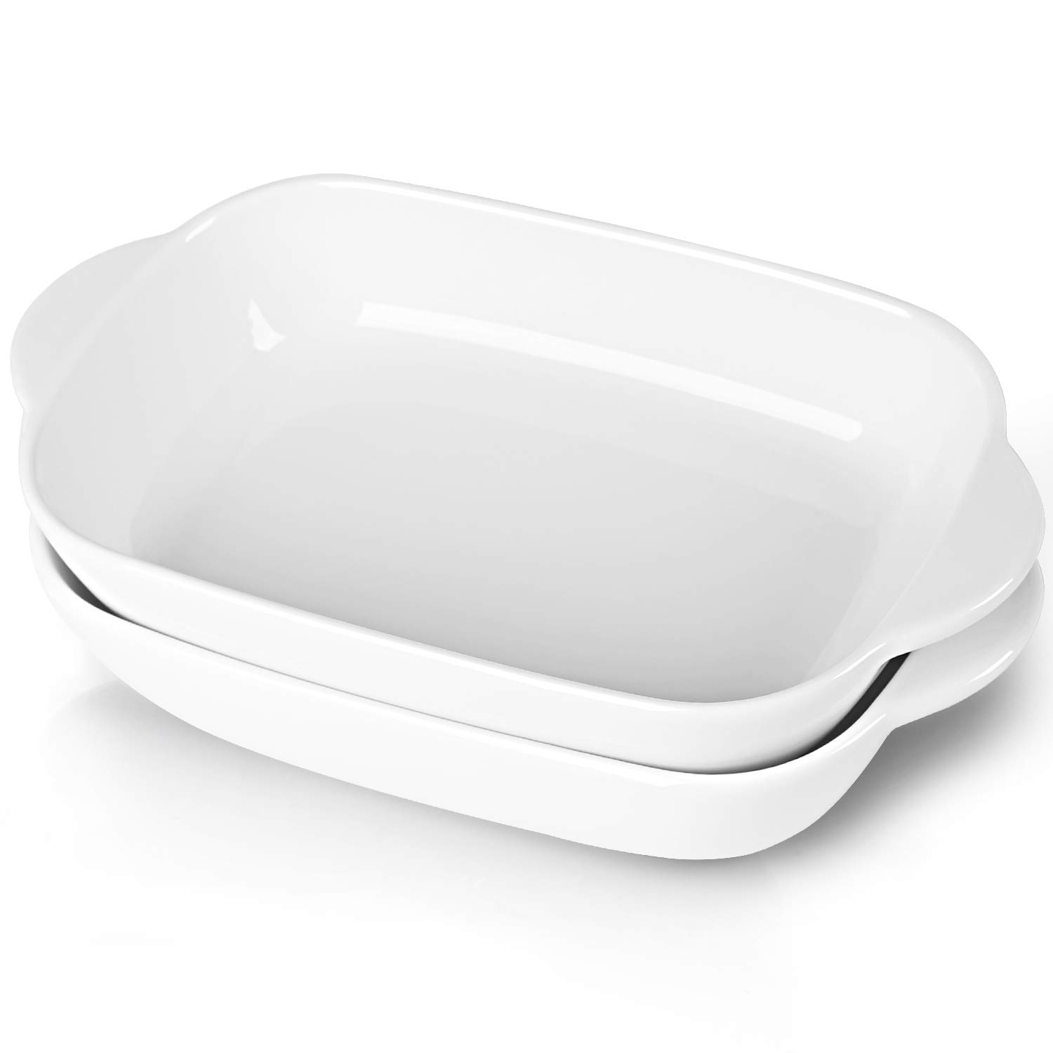 LEETOYI 2.8 Quart Ceramic Baking Dish Set of 2 - 9x13 Inch White Oven Safe Casserole Pan for Lasagna, Brownies, Roasting & Family Dinners
