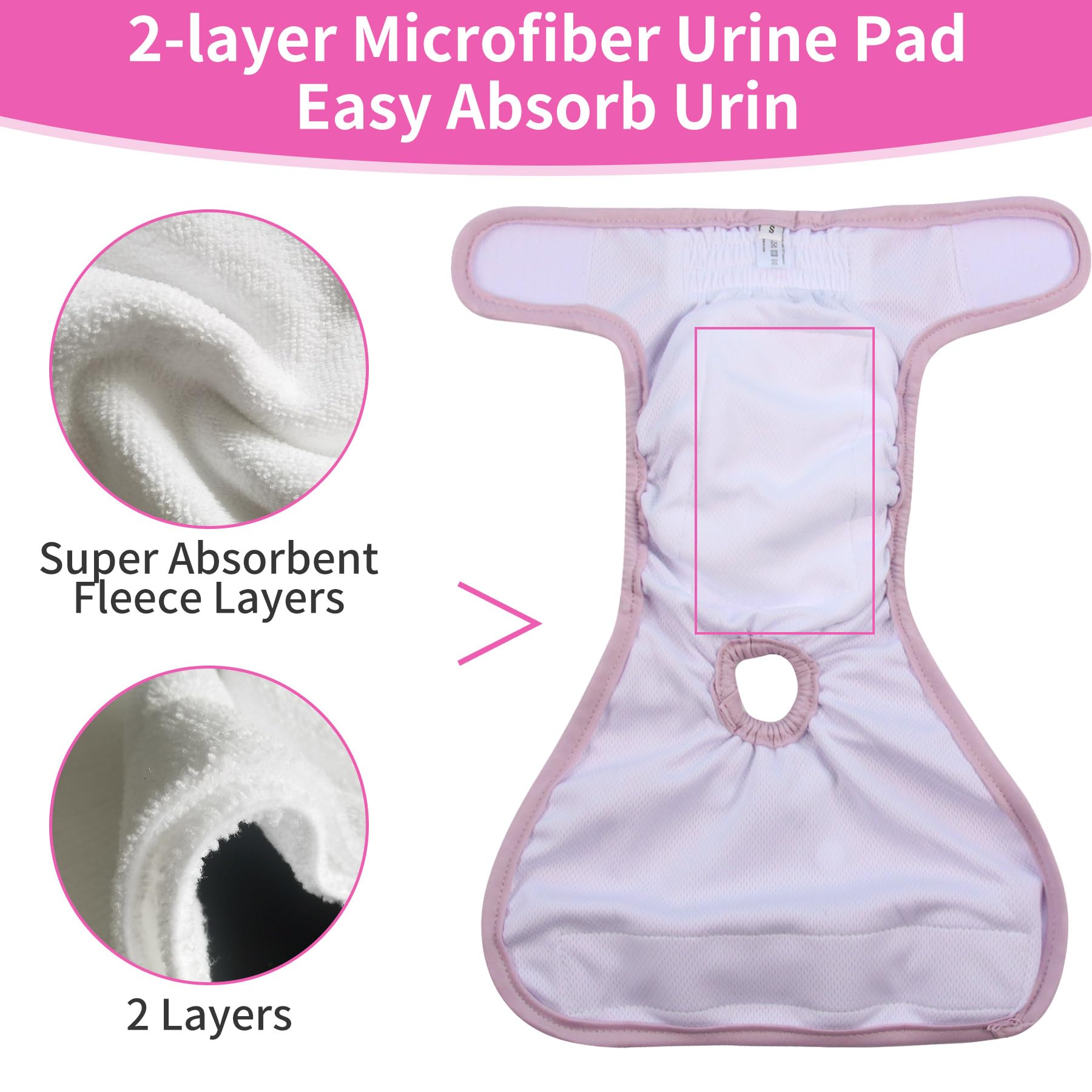 Washable Reusable Female Dog Diapers for Small Dogs - 4 Pack Super Absorbent Puppy Pants for Heat Cycle, Incontinence & Excitable Urination | Perfect for Period Protection, House Training & Travel Use