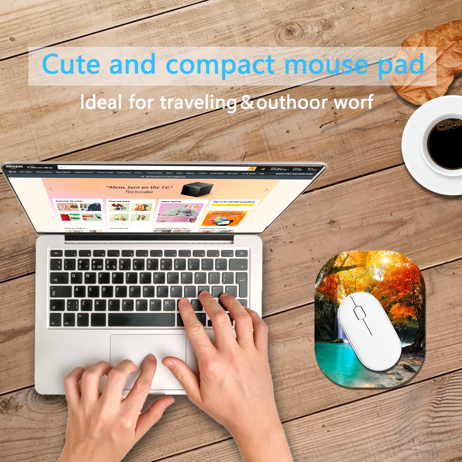 6x7 Inch Small Mouse Pad - Non-Slip Rubber Base, Waterproof Mini Mouse Mat for Laptop, Keyboard Tray & Wireless Mouse | Perfect for Home Office, Travel & Beach Use - Maple Design
