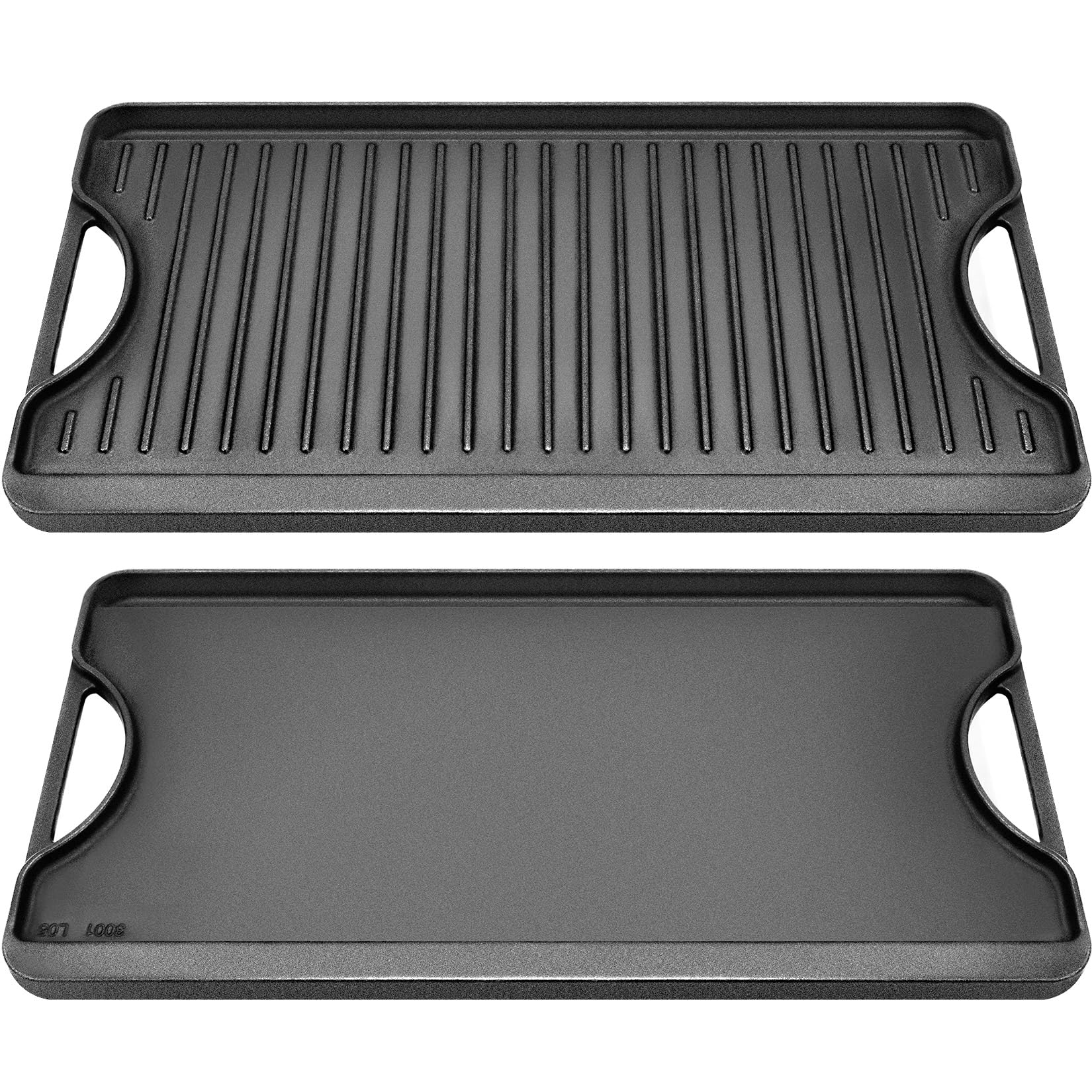 GGC Cast Iron Reversible Griddle - 2-in-1 Griddle Pan for Gas Stove, Grill & Camping | 20