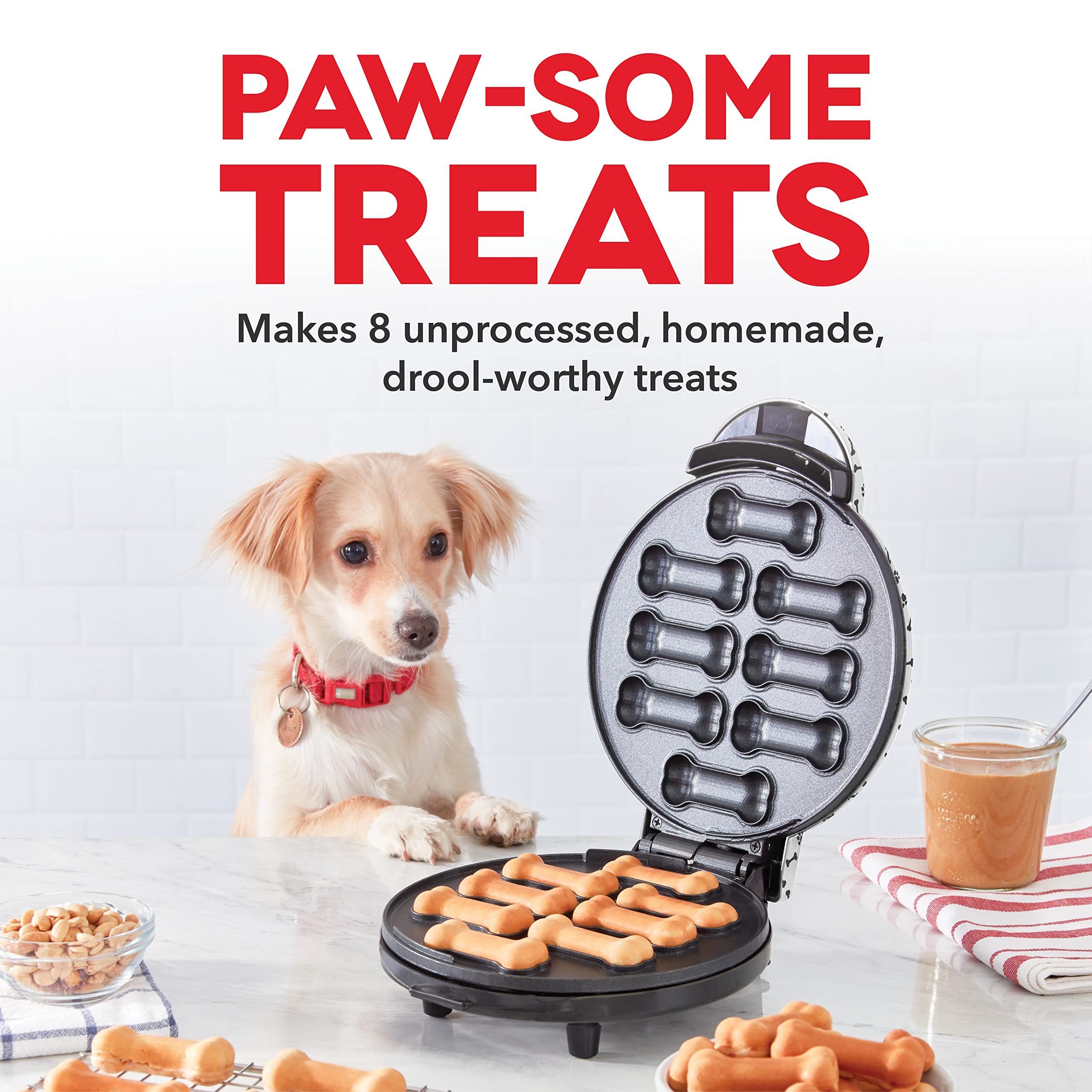 DASH Dog Treat Maker - 8-Bone Non-Stick Baking Set for Homemade Healthy Dog Snacks with Pet Approved Recipes (White) - Perfect for DIY Dog Treats, Training Rewards & Special Occasions