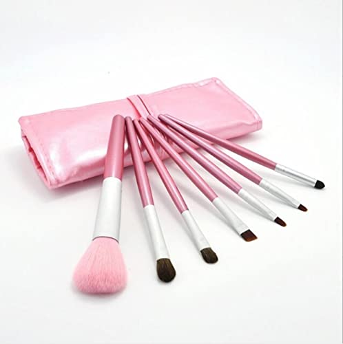 7pcs Makeup Brush Set for Eyeshadow Eyeliner & Eyebrows with PU Bag - Pink for Professional Makeup Application