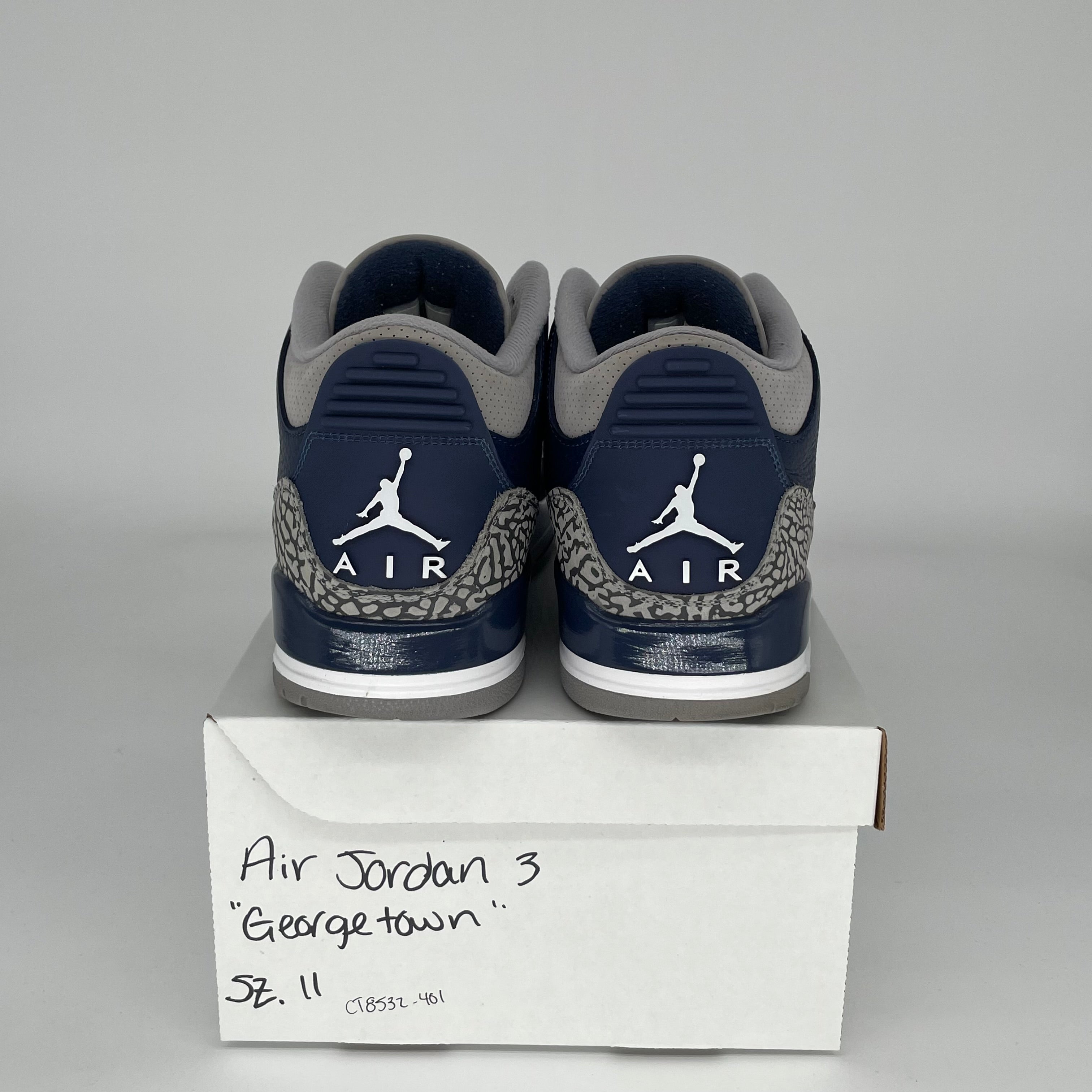 AIR JORDAN 3 Retro 'Georgetown' Men's Basketball Shoes Size 11 - White/Blue/Grey (CT8532-401) | Perfect for Casual Wear, Sneaker Collecting & Street Fashion