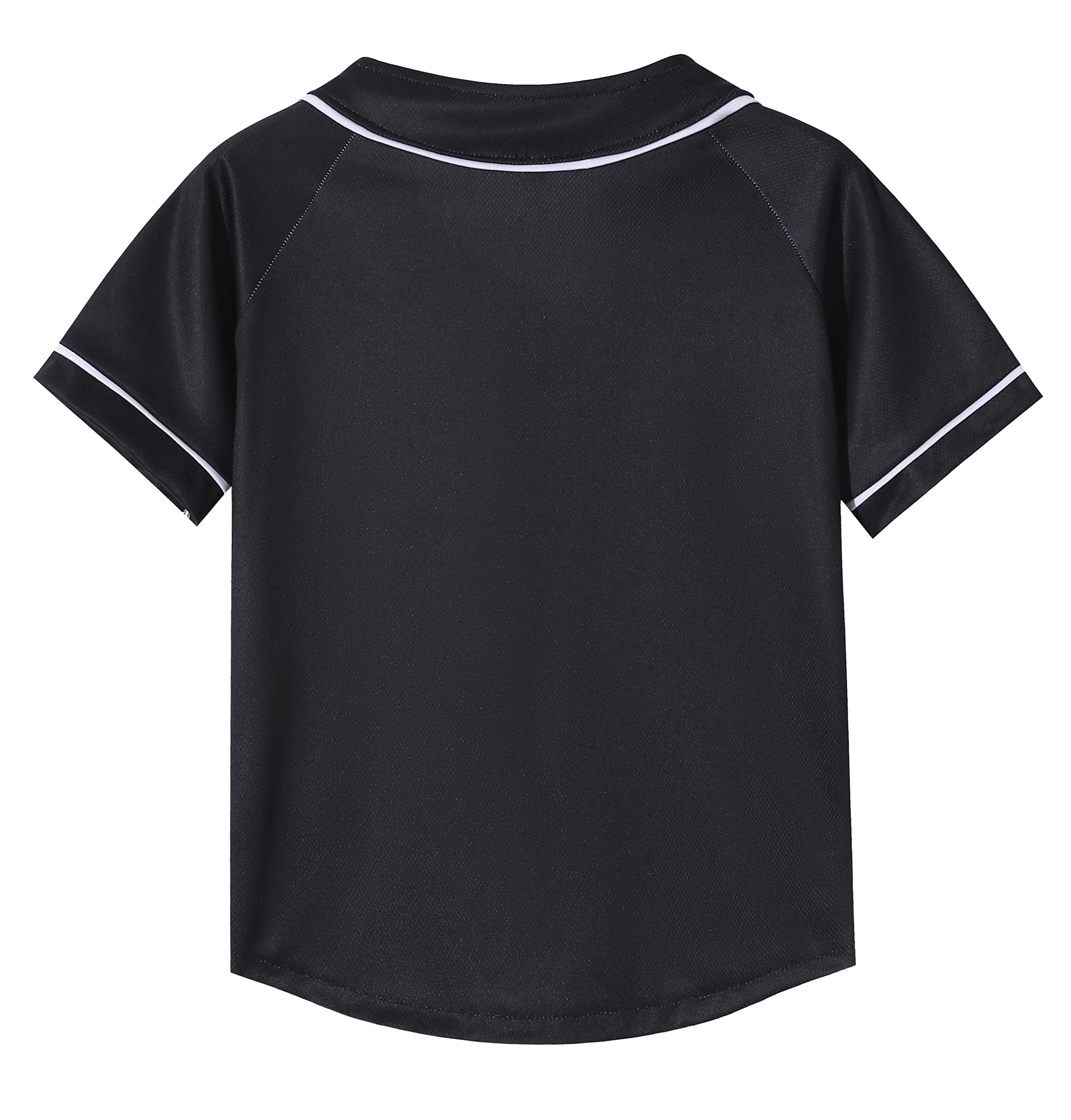 **Trendy Kids Baseball Jersey Button-Up T-Shirt - Boys & Girls Hip Hop Short Sleeve Tee - Black & White Baseball Shirt for Sports, Casual Wear & Street Style**