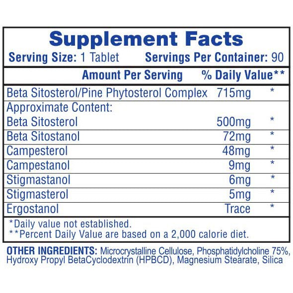 Hi Tech Pharmaceuticals Beta Sitosterol Supplement - Plant Sterols for Cholesterol & Prostate Support - Ideal for Heart Health & Men's Wellness