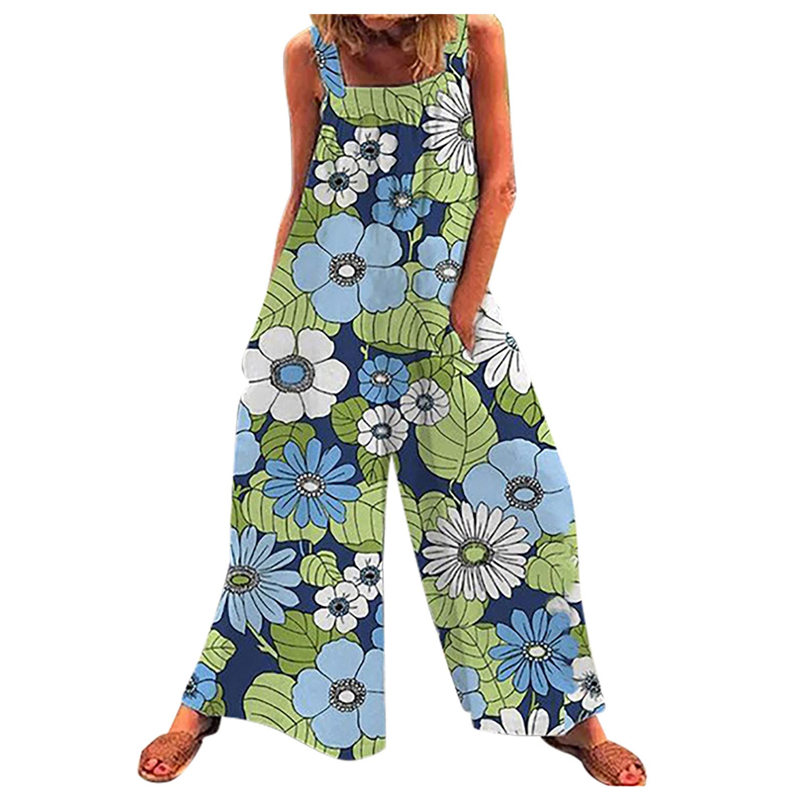 Women's Graphic Onesie Overalls - One Piece Pants Jumpsuit with Button Down Front | 2022 Fashion Trendy Outfit for Lounge, Sleepwear & Casual Wear