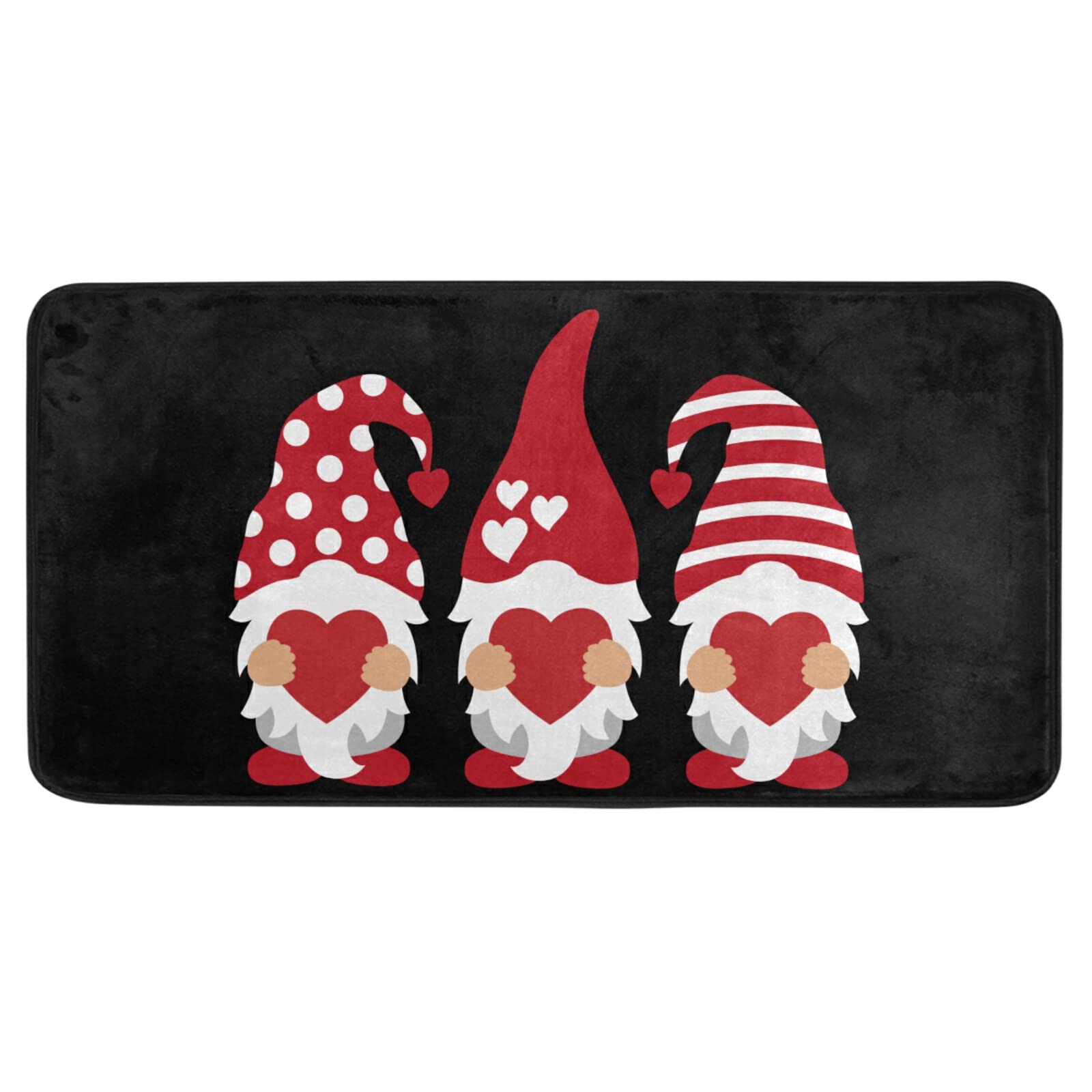 Valentine's Day Kitchen Rug - Anti-Fatigue Washable Non-Slip Cushioned Floor Mat with Gnome Design for Kitchen, Bedroom & Laundry Room (39x20 Inches) - Perfect for Standing Comfort While Cooking & Decorating