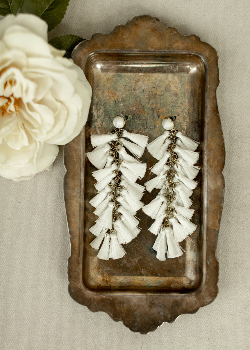 Ibiza Tassel Earrings - Bohemian Lily Design Dangle Earrings for Women | Perfect for Summer Festivals, Beach Parties & Boho Fashion