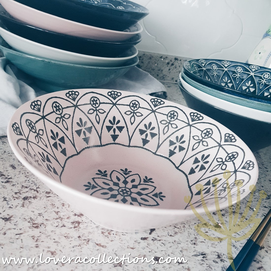 Premium Moroccan Style Pink Dining Set for 4 - Elegant Boho Home Decor | Perfect for Indoor/Outdoor Entertaining, Dinner Parties & Cozy Family Meals