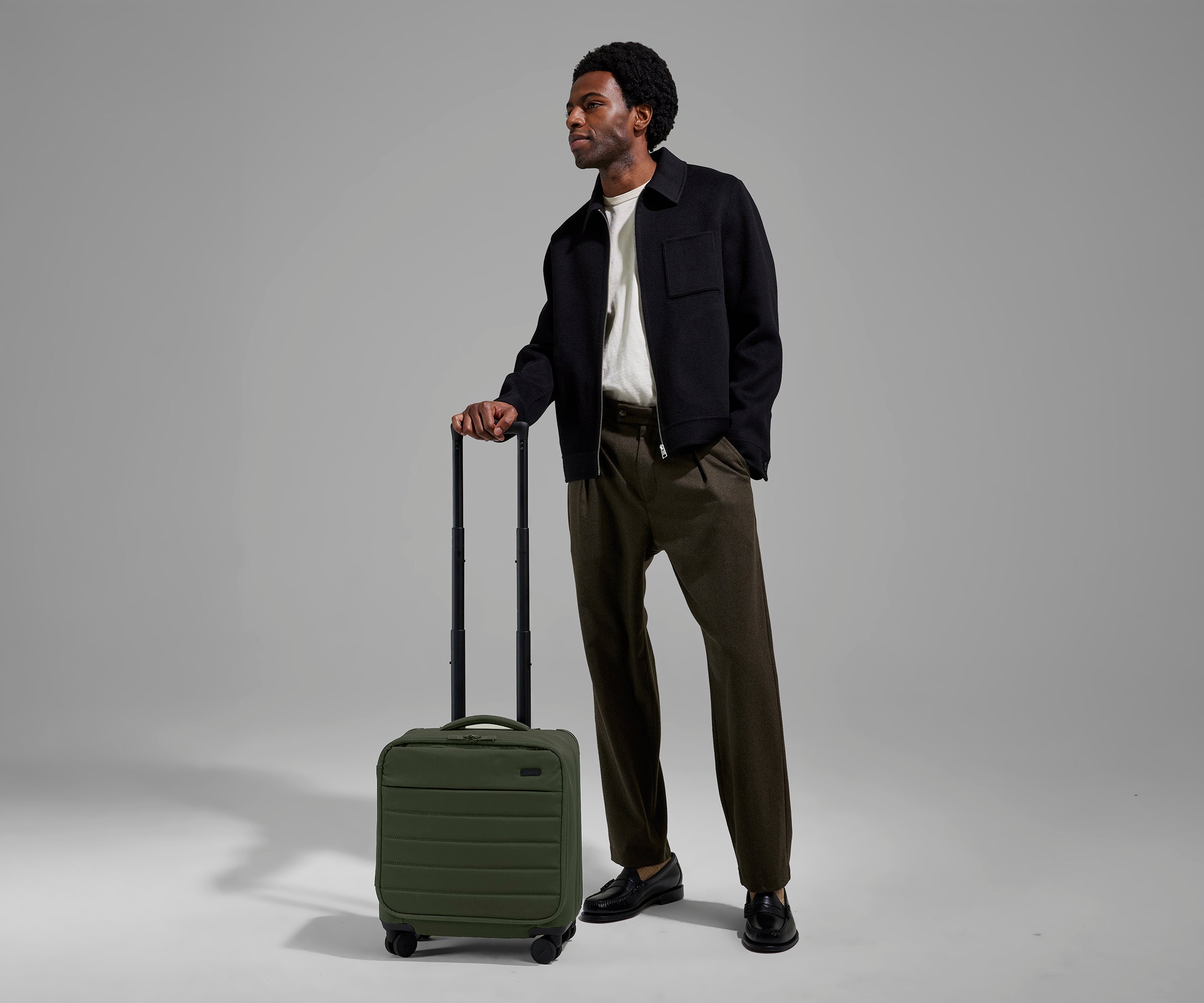 Olive Green Softside Compact Carry On Luggage - Lightweight & Durable for Air Travel, Business Trips & Weekend Getaways