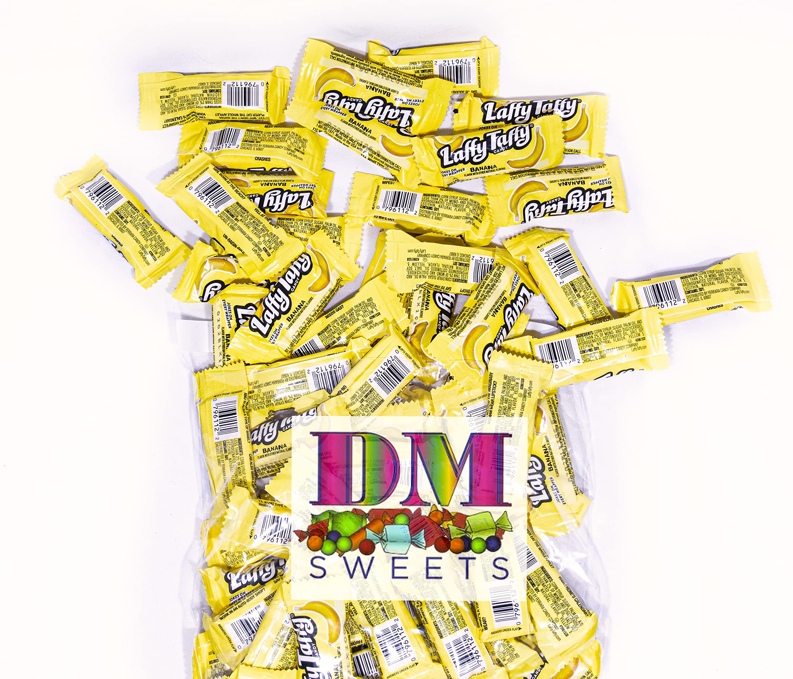 Banana Taffy Candy - 2 Pounds Bulk Individually Wrapped Chewy Taffy for Parties, Halloween Treats & Office Snacks