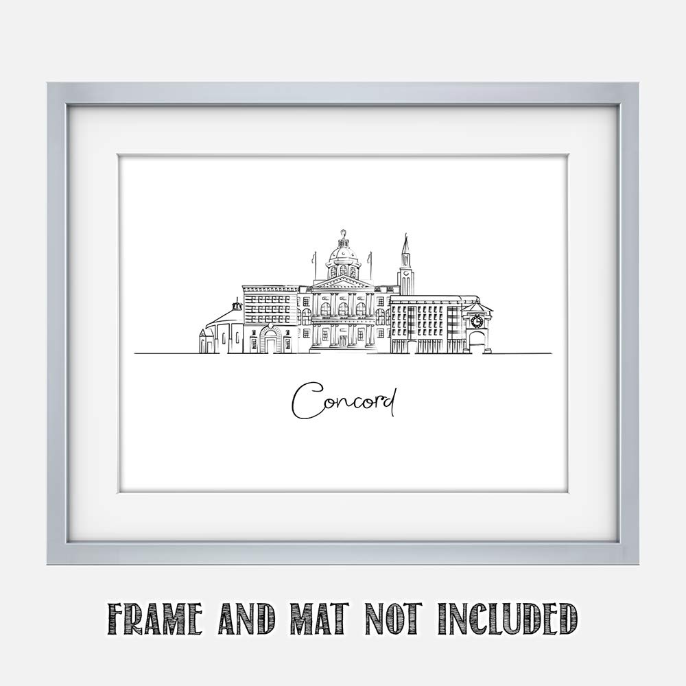 Concord Wall Art Print - 11x14 Skyline Drawing for Bedroom Decor