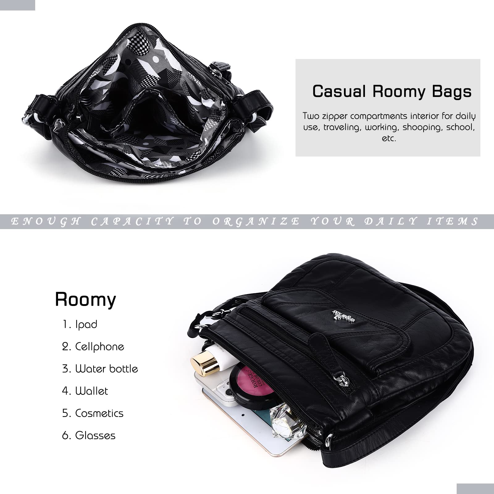 Angel Kiss Women's Crossbody Bag PU Leather Shoulder Purse with Adjustable Strap - Fashionable Handbag for Daily Use, Travel & Shopping