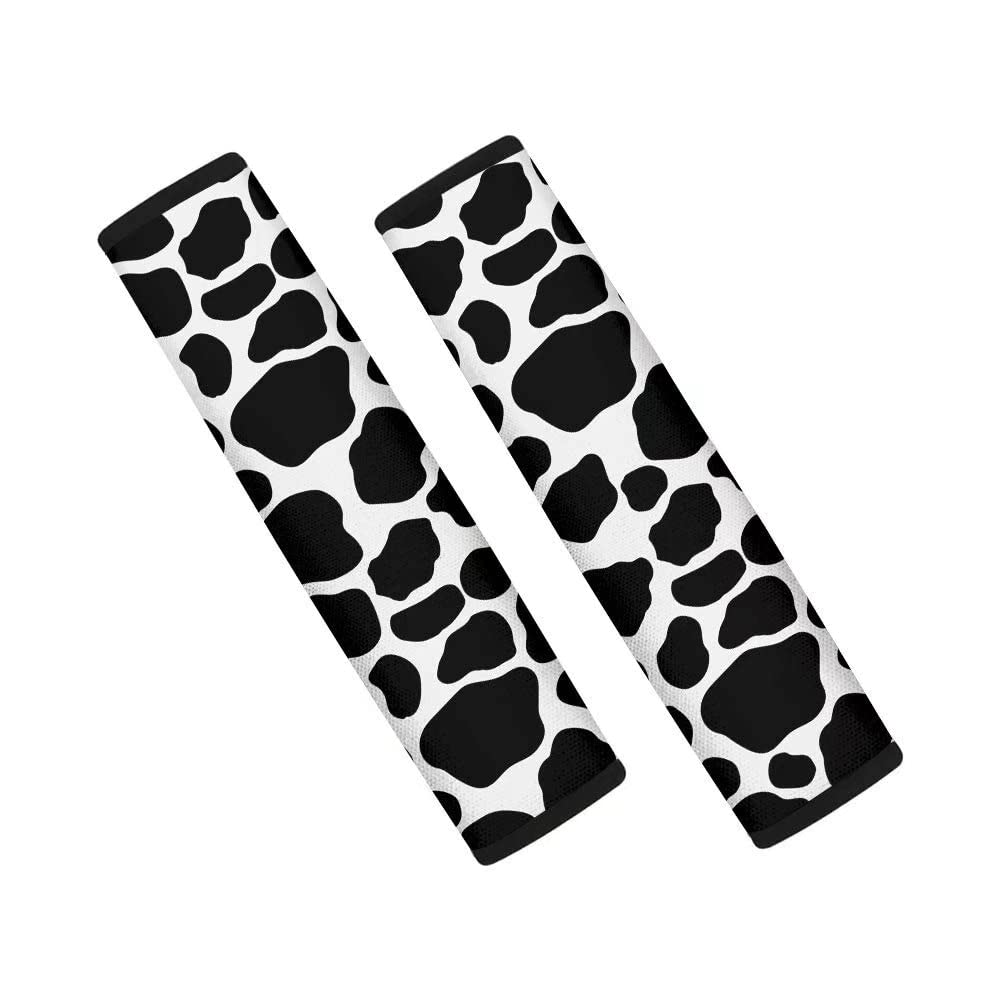 GIFTPUZZ Cow Print Car Seat Belt Covers - Universal Shoulder Pads for Women & Men - Fits Most Vehicles (SUV, Van, Sedan) - Comfortable Driving Accessories for Long Trips & Daily Commute