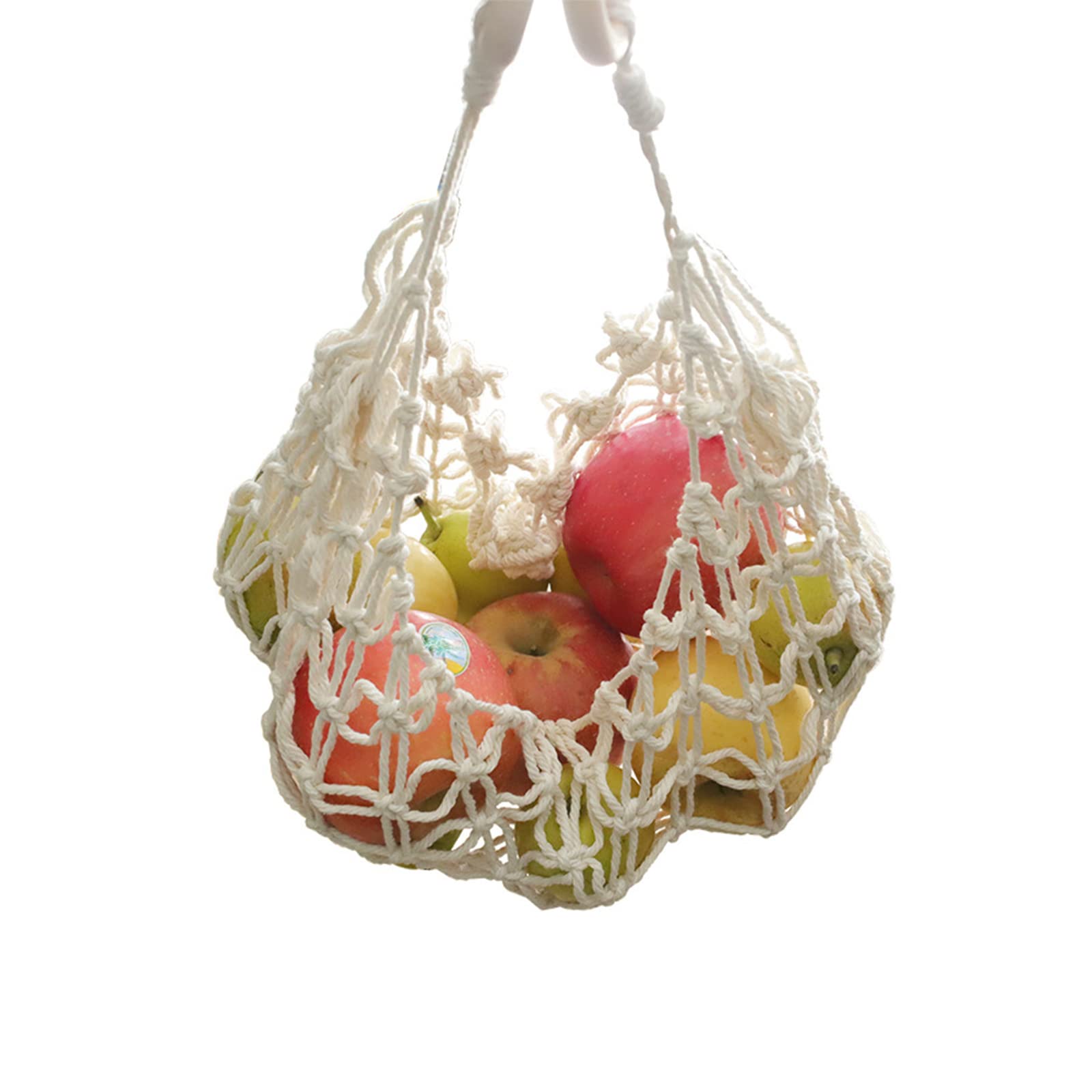 LAOLAIXIAN Boho Lace Hanging Fruit Hammock - Handwoven Cotton Under Cabinet Storage Net, Kitchen Fruit Basket for Bananas, Apples & Produce (1pc) - Perfect for Small Kitchens, Pantries & Boho Home Decor