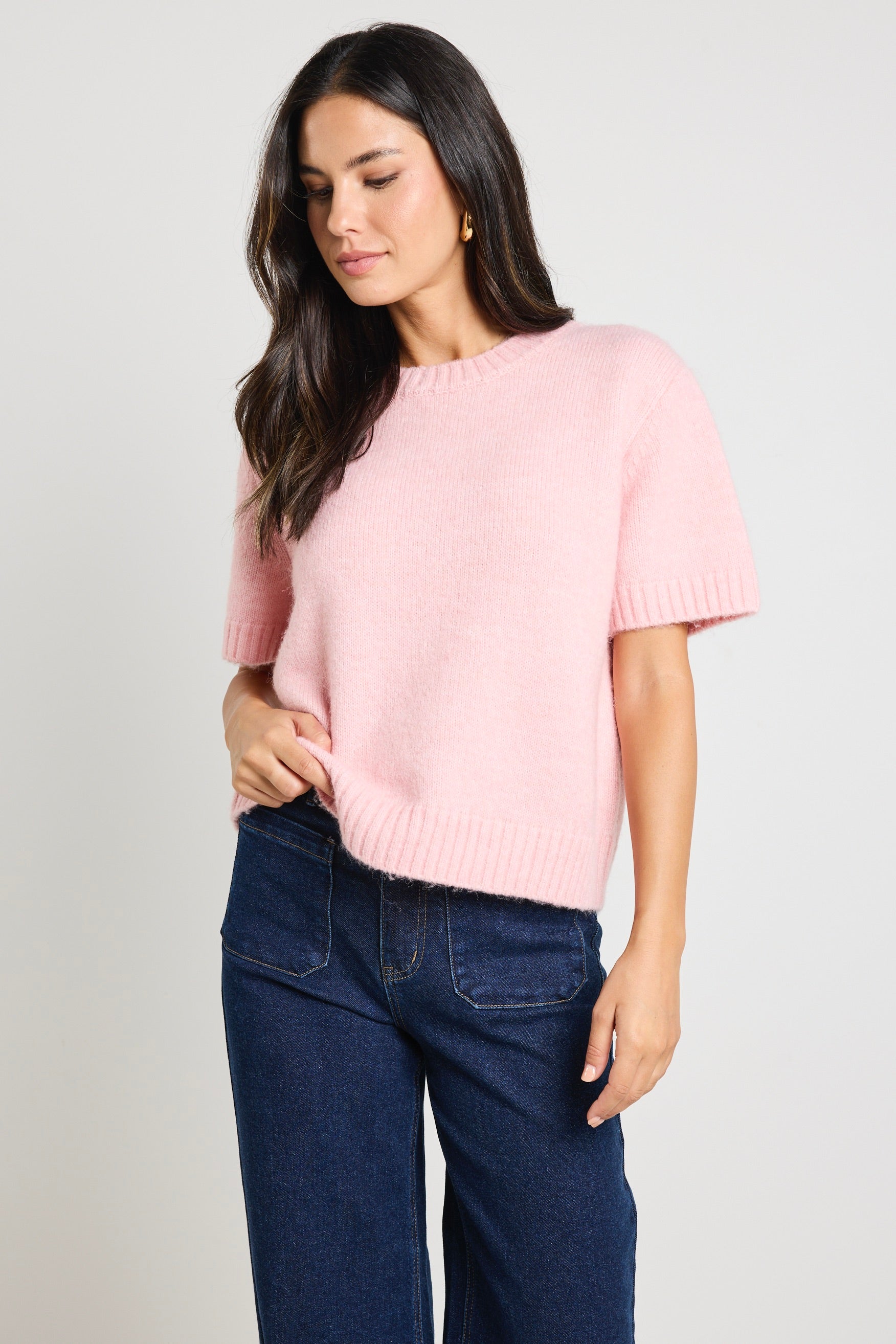 Goddess Blush Soft Knit Tee - Women's Comfortable Stretchy Casual T-Shirt for Everyday Wear, Date Night & Weekend Outfits
