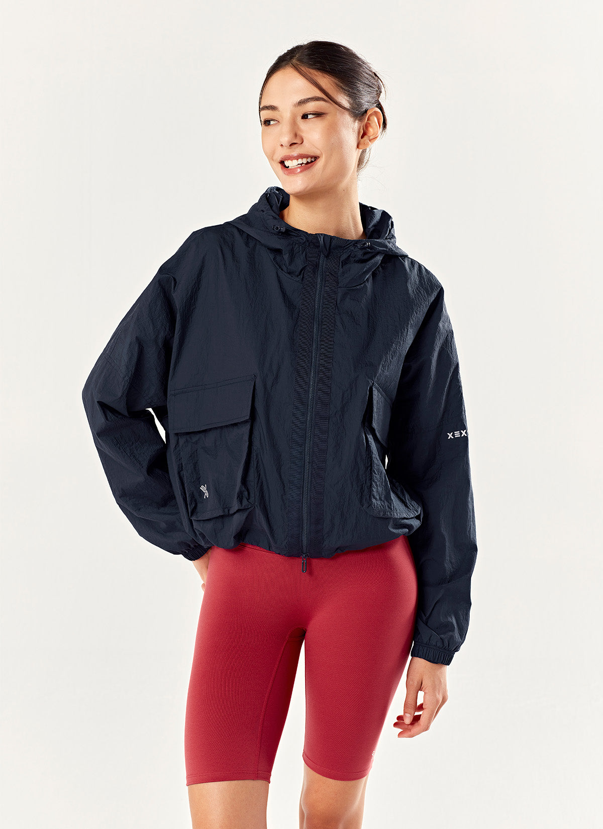 Stylish 2-Way Crop Hood Windbreaker Jacket for Women - Perfect for Running, Hiking & Outdoor Activities