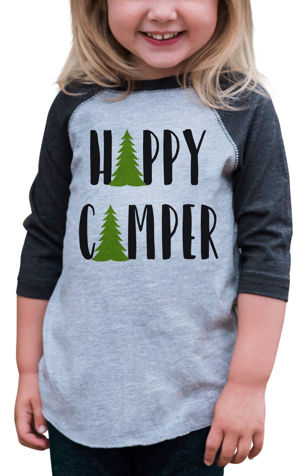 7 ate 9 Apparel Happy Camper Kids Camping T-Shirt - Comfortable Outdoor Tee for Boys & Girls - Perfect for Hiking, Backyard Adventures & Family Camping Trips