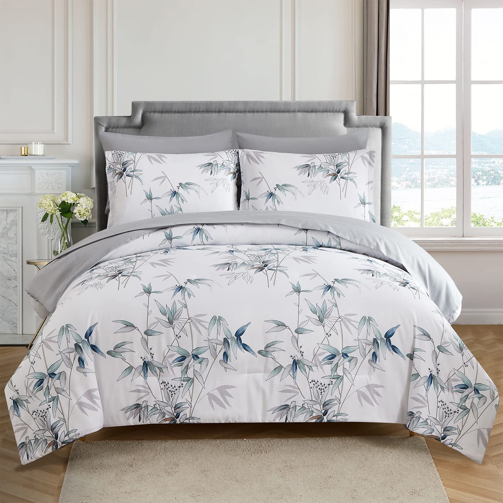King Size Comforter Set - 7 Piece Bed in a Bag, Soft Lightweight Microfiber Bedding Set with Sheets & Pillowcases (White) - Perfect for Master Bedroom, Guest Room & Cozy Home Decor