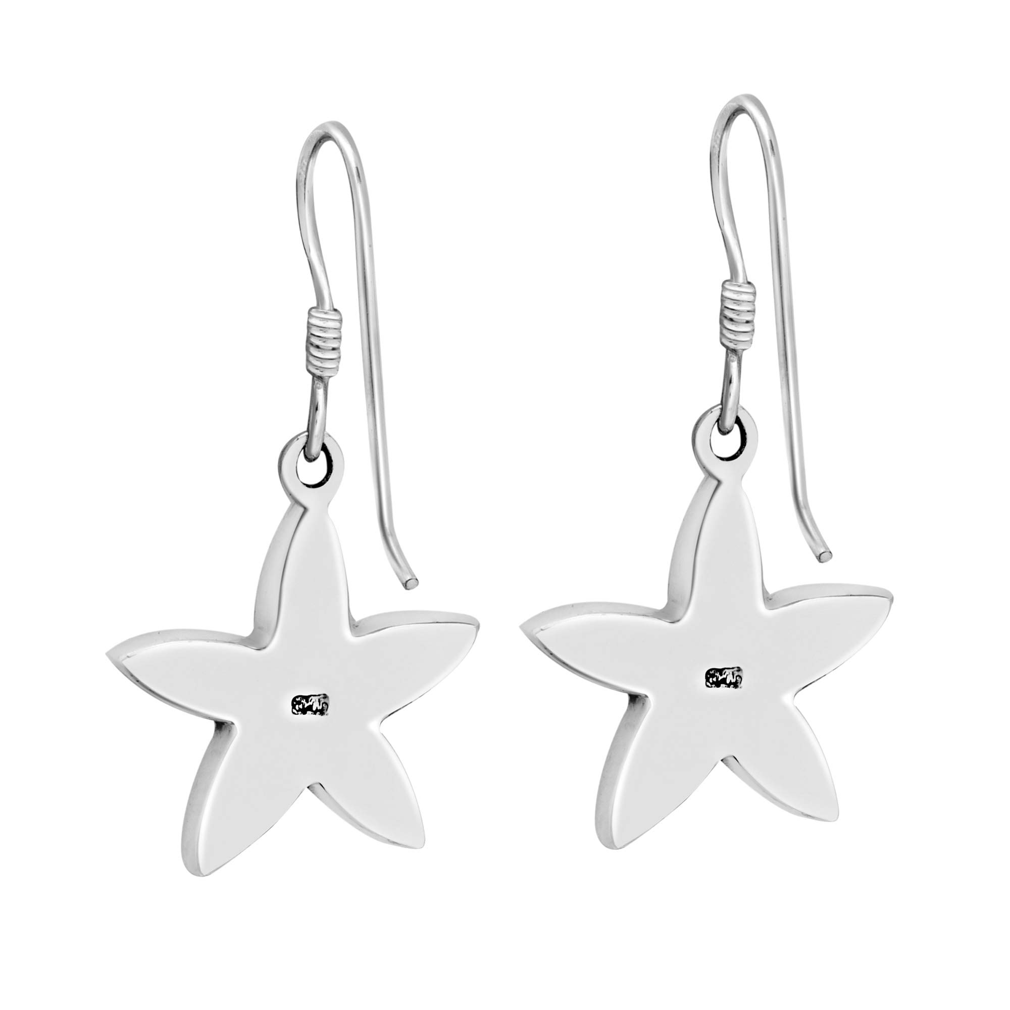 AeraVida Whimsical Floral Star Simulated Green Turquoise Inlay .925 Sterling Silver Dangle Earrings for Women | Elegant Bohemian Jewelry Gift for Daughter, Sister, Wife | Perfect for Parties, Weddings & Date Nights