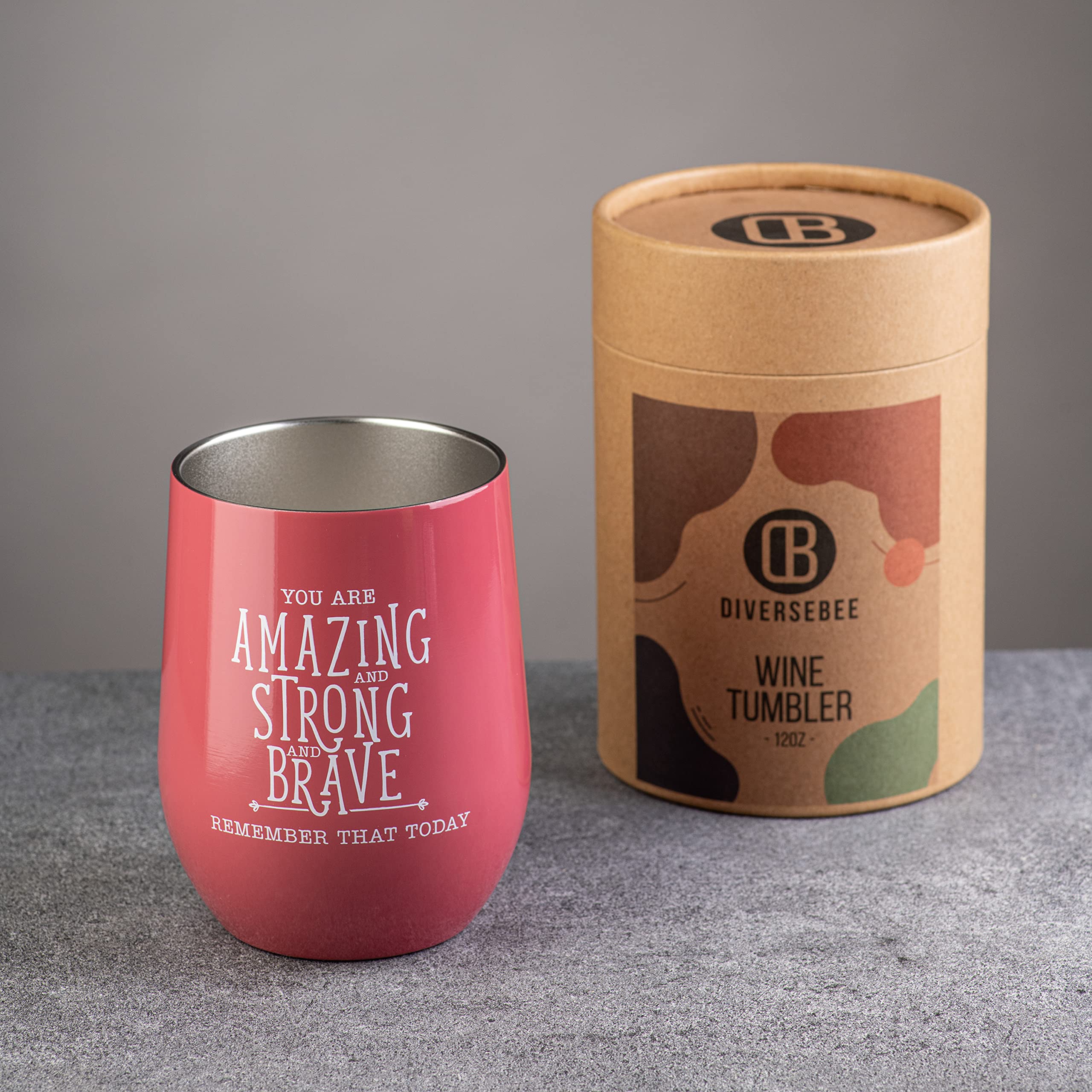 DIVERSEBEE Inspirational Thank You Gifts for Women - Insulated Wine Tumbler Cup with Lid (Ruby) - Perfect for Mom, Sister, Wife, Coworker, Nurses, Best Friend, Encouragement, Birthday, Wine Lovers, Outdoor Picnics, and Relaxing Evenings
