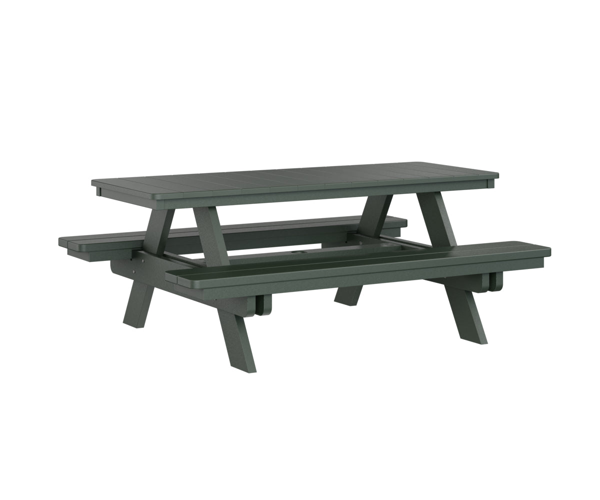 Berlin Gardens Rectangular Picnic Table - Outdoor Dining Set for Patio, Backyard, and Park - Heavy Duty Weather-Resistant Wooden Picnic Bench with Umbrella Hole