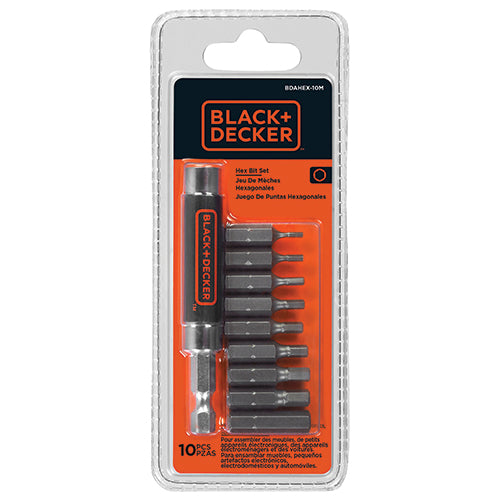 BLACK + DECKER 10-Piece Hex Key Set with Storage Case - BDAHEX 10M - Perfect for Home Repairs, Furniture Assembly, and DIY Projects