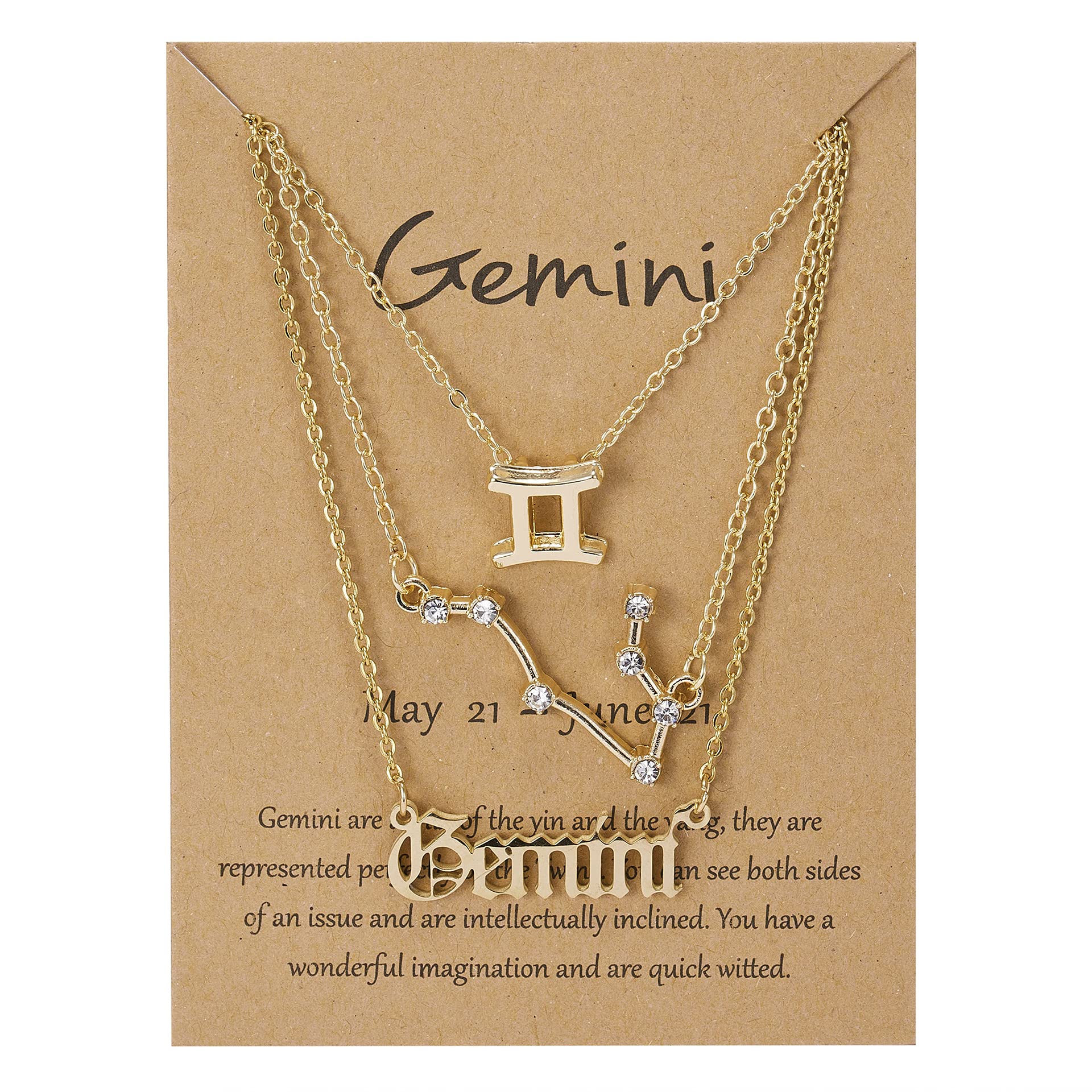3Pcs Zodiac Sign Layered Choker Necklaces - 12 Constellation Horoscope Astrology Necklace Set with Message Card for Women | Birthday Gift, Party Jewelry, Everyday Fashion Accessory