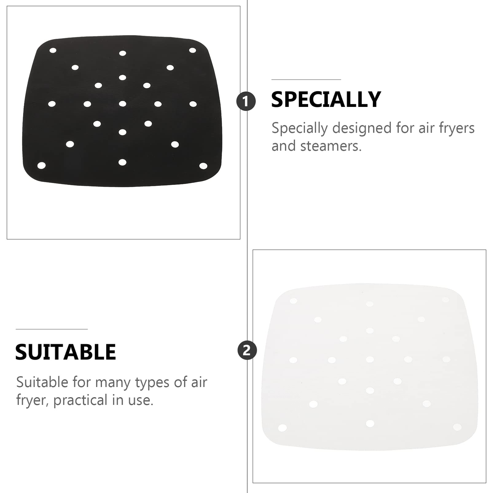 Hemoton 4-Piece Square Air Fryer Parchment Liners - Non-Stick Silicone Baking Mats for Steaming, Cooking & Baking - Perfect for Air Fryers, Steamer Baskets & Oven Use