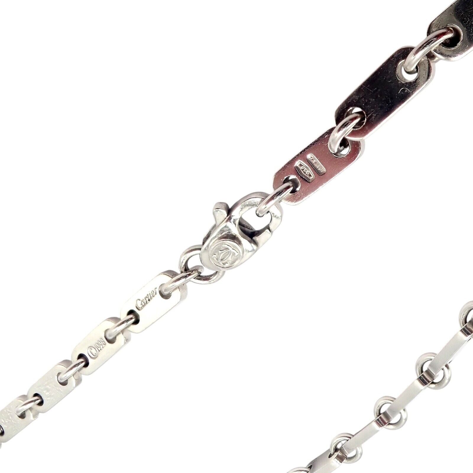 Authentic Cartier 18K White Gold Flat Link Necklace 17.75 Inches - Vintage 1998 Luxury Jewelry for Women, Perfect for Weddings, Anniversaries & Special Occasions