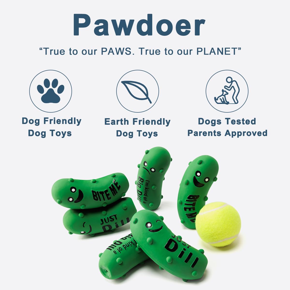 **Durable Squeaky Dog Toys for Medium Dogs - Soft Latex Chew Ball with Funny Crunchy Pickle Design - Perfect for Playtime, Training & Interactive Fun**