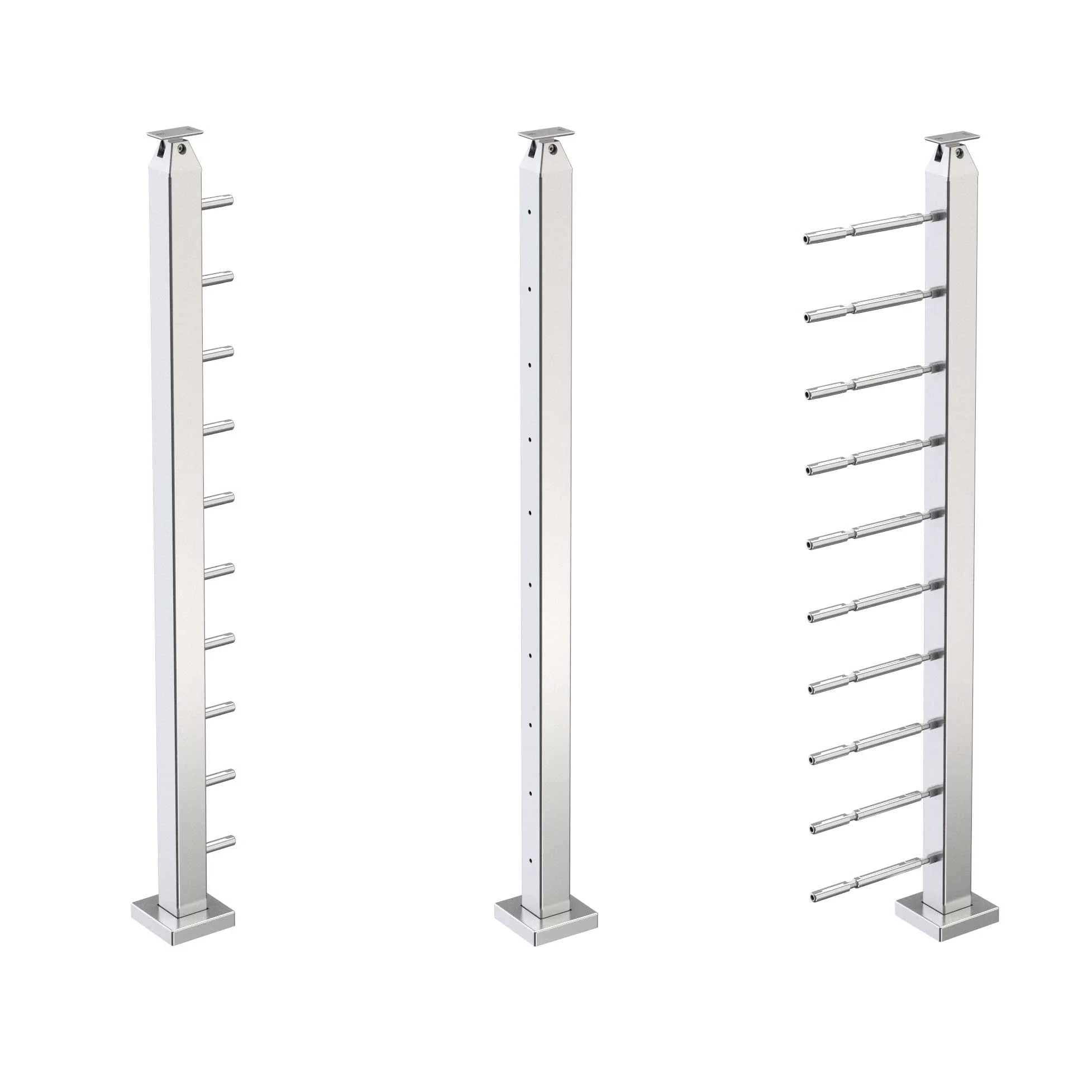 Heavy Duty Stainless Steel 316 Cable Railing Square Surface Mount Post Kit - 1/8